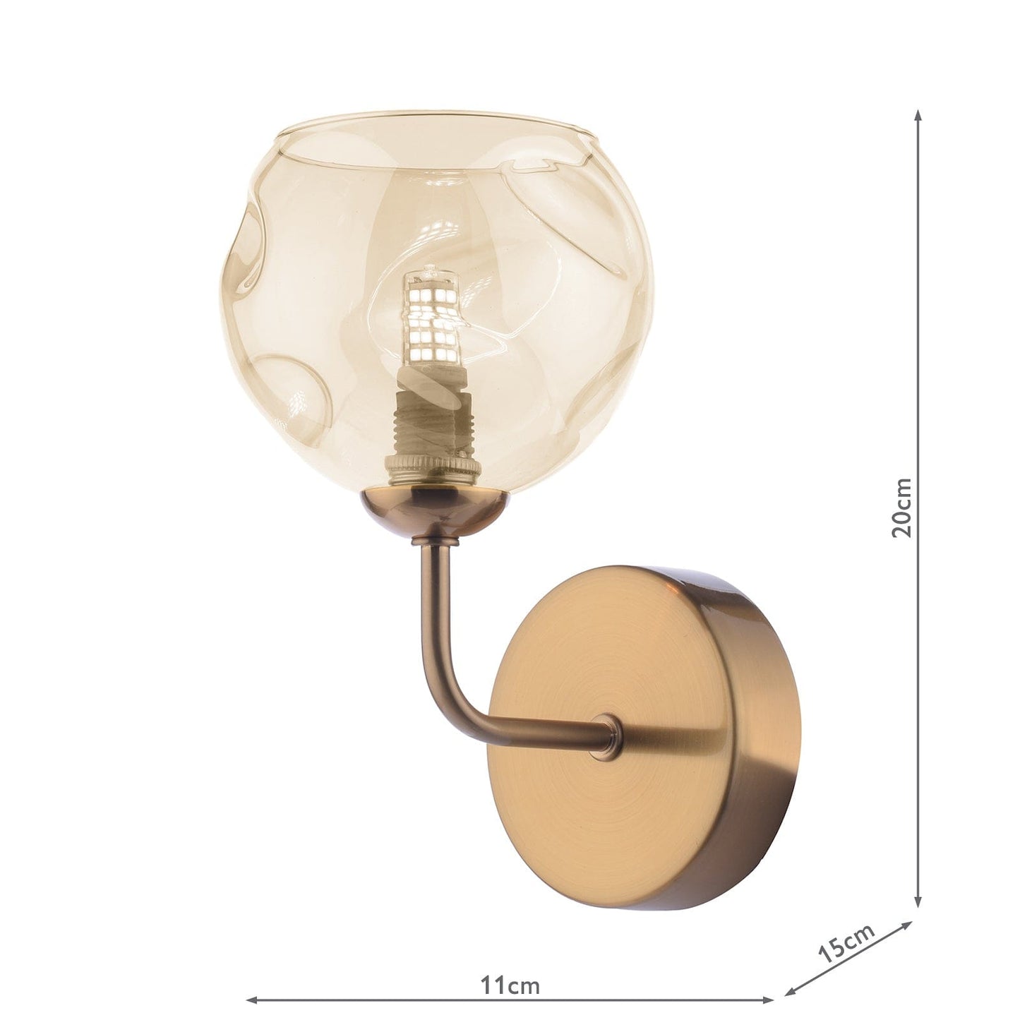 dar lighting Feya Wall Light Antique Bronze & Champagne Dimpled Glass FEY0763-16