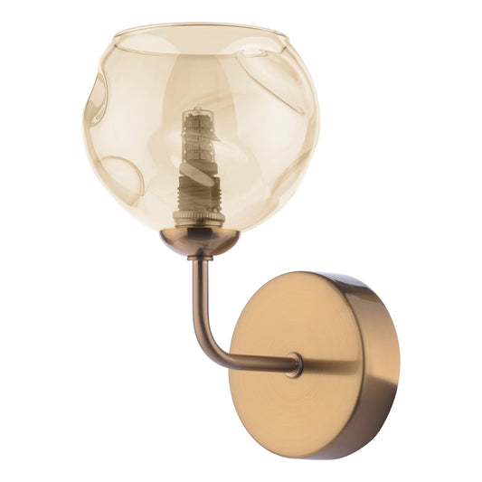 dar lighting Feya Wall Light Antique Bronze & Champagne Dimpled Glass FEY0763-16