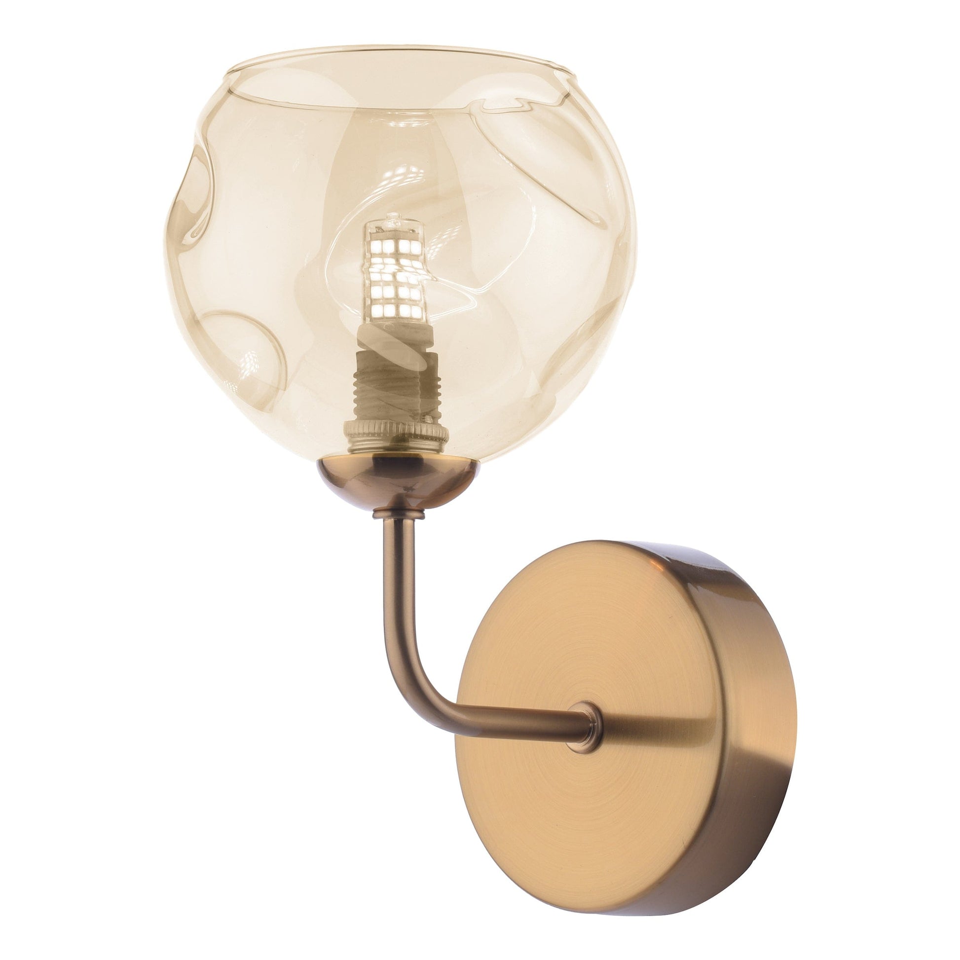 dar lighting Feya Wall Light Antique Bronze & Champagne Dimpled Glass FEY0763-16