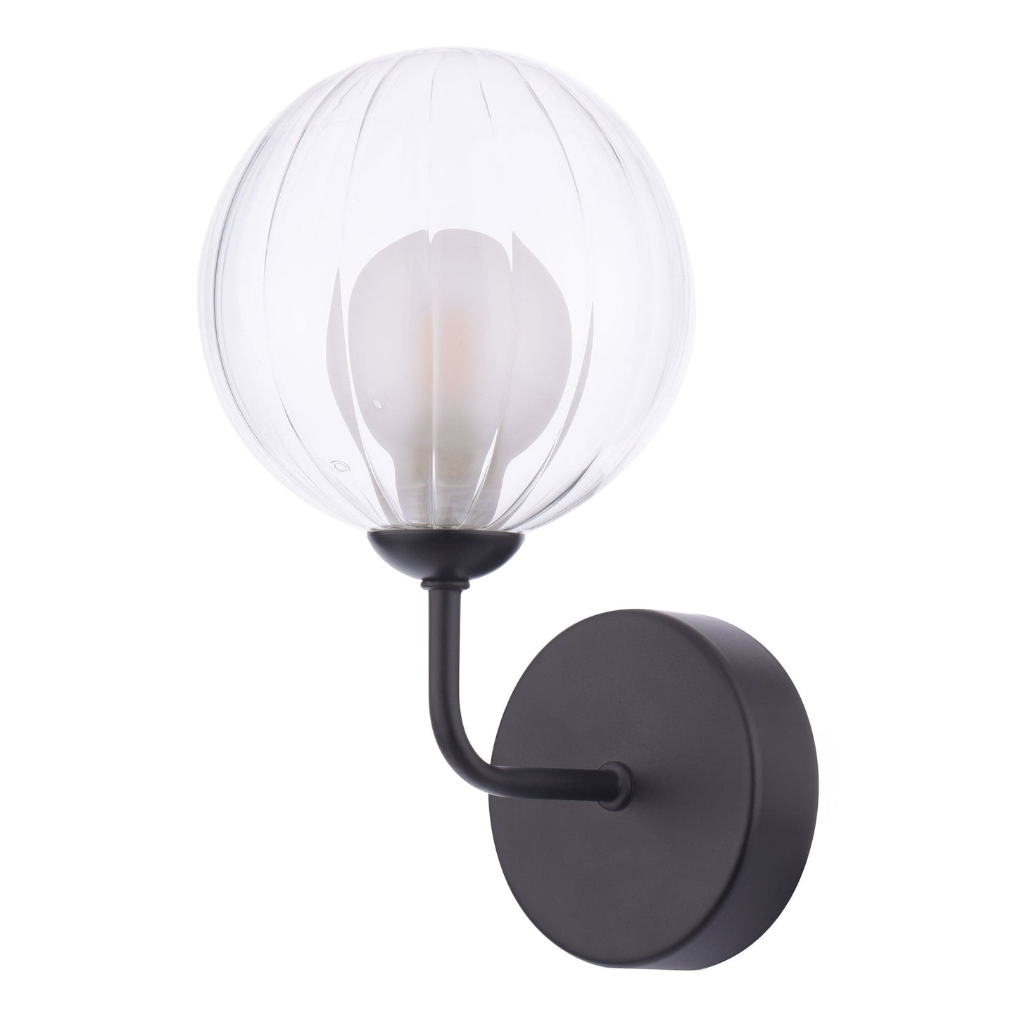 dar lighting Feya Wall Light Matt Black & Clear/Opal Glass FEY0722-20