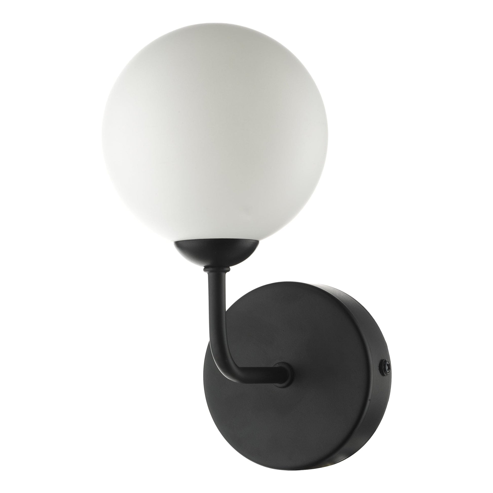 dar lighting Feya Wall Light Matt Black Opal Glass FEY0722-02