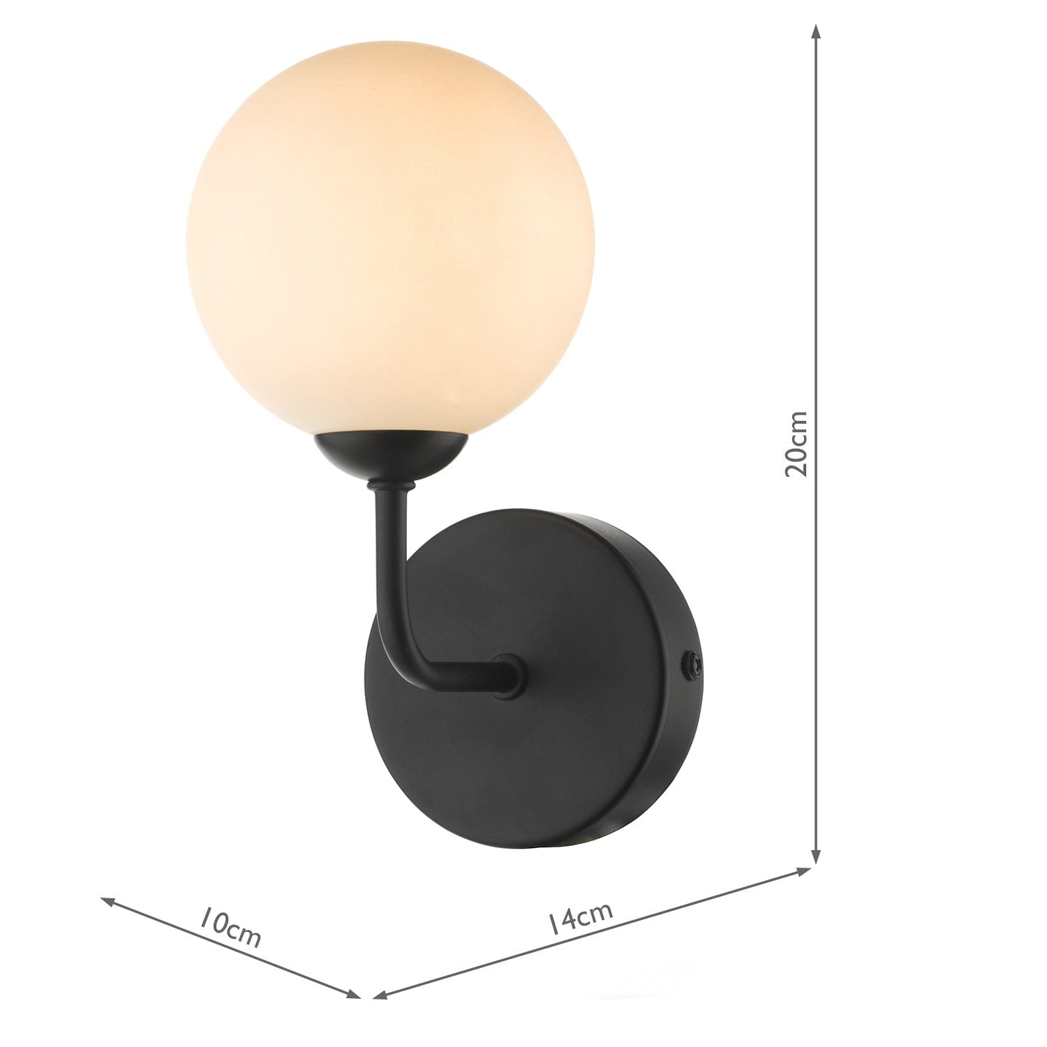 dar lighting Feya Wall Light Matt Black Opal Glass FEY0722-02