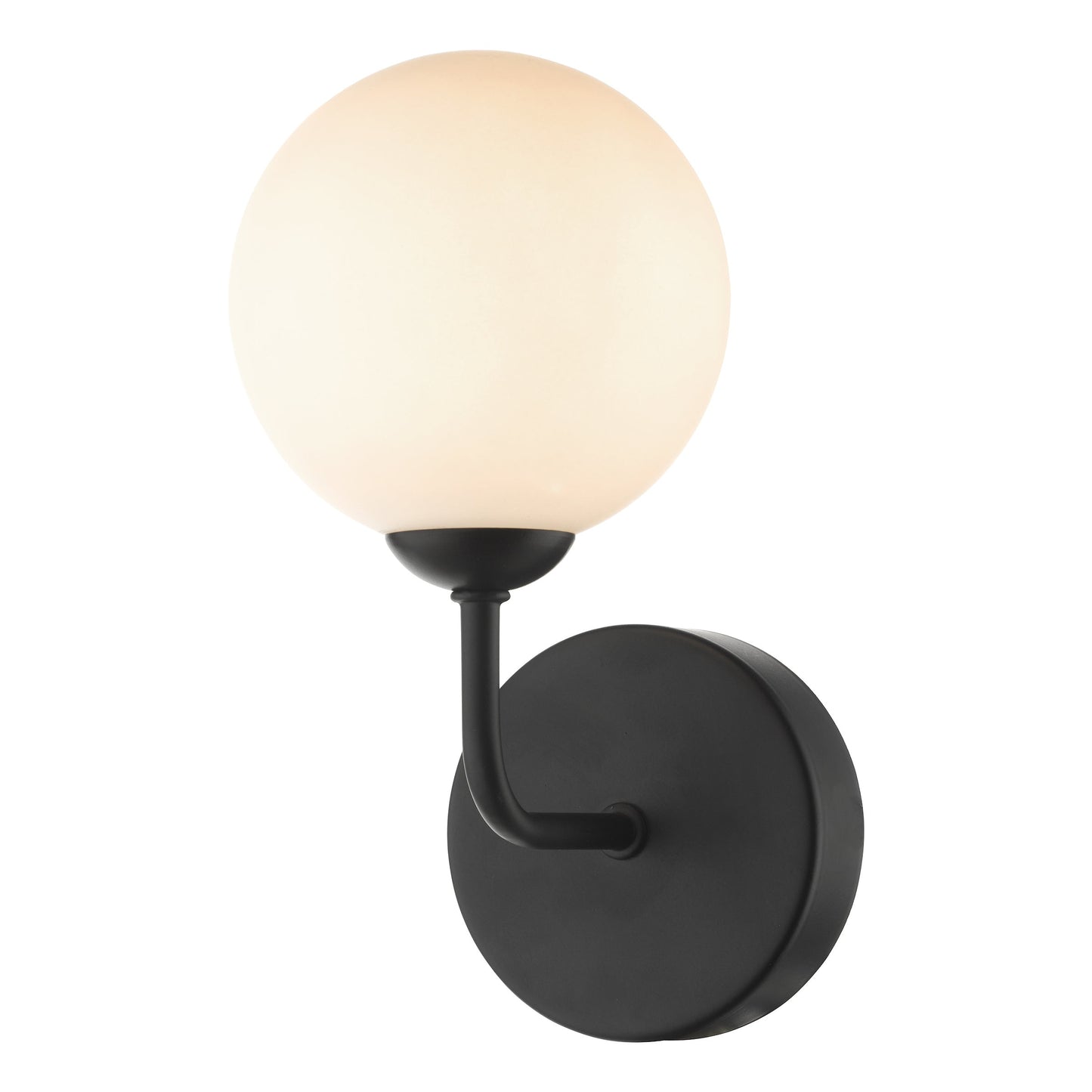 dar lighting Feya Wall Light Matt Black Opal Glass FEY0722-02