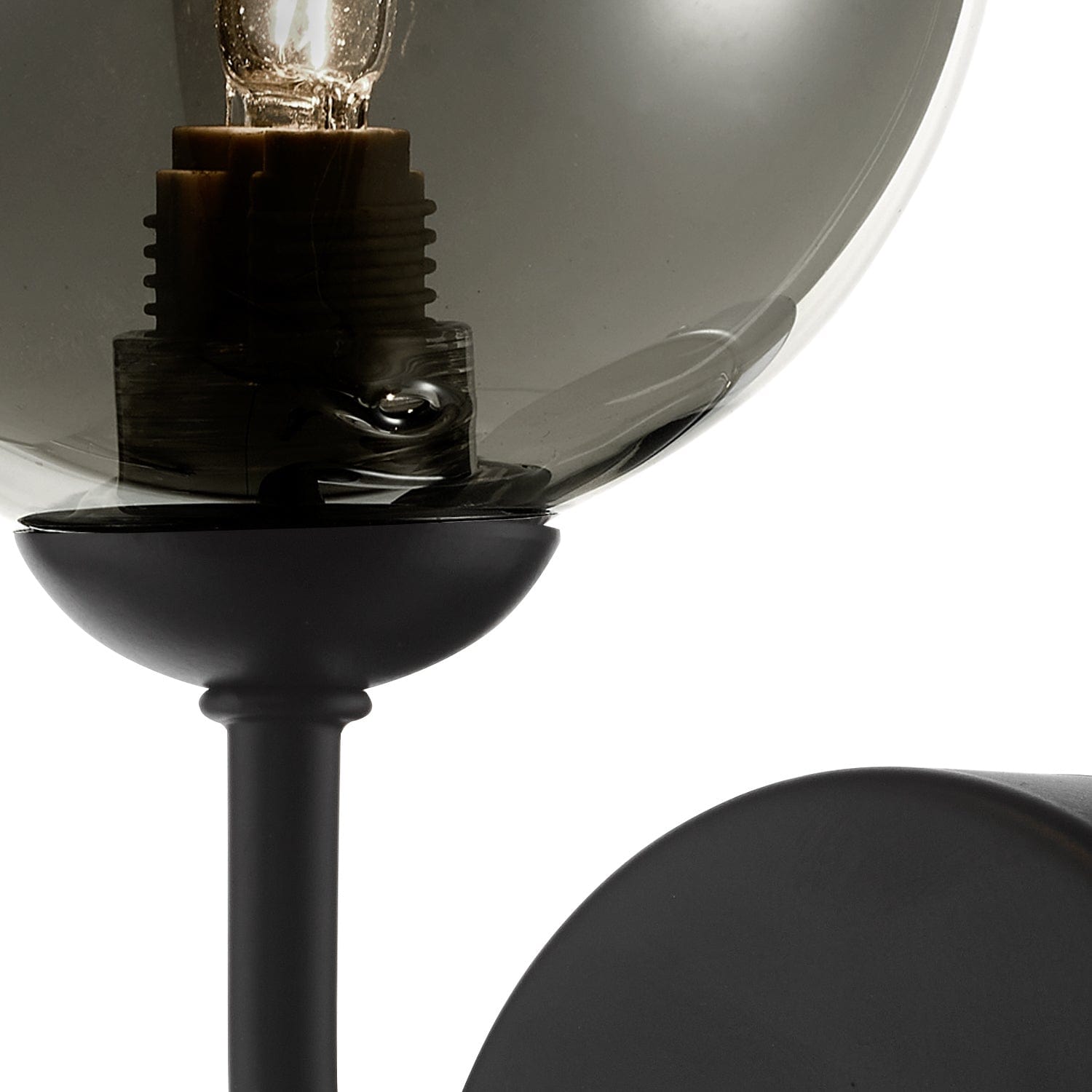 dar lighting Feya Wall Light Matt Black Smoked Glass FEY0722-01