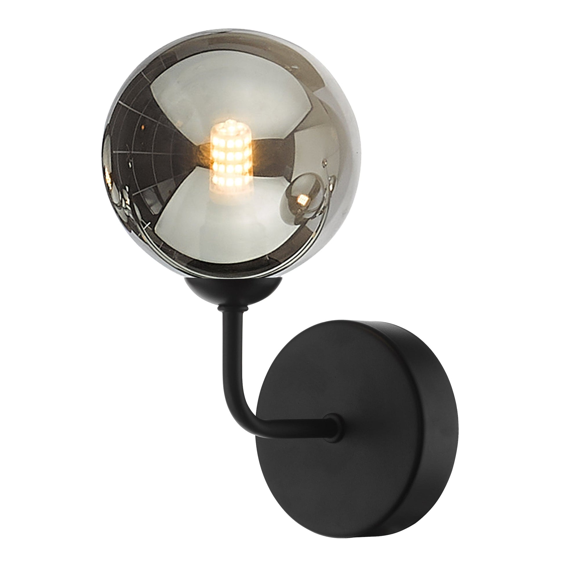 dar lighting Feya Wall Light Matt Black Smoked Glass FEY0722-01