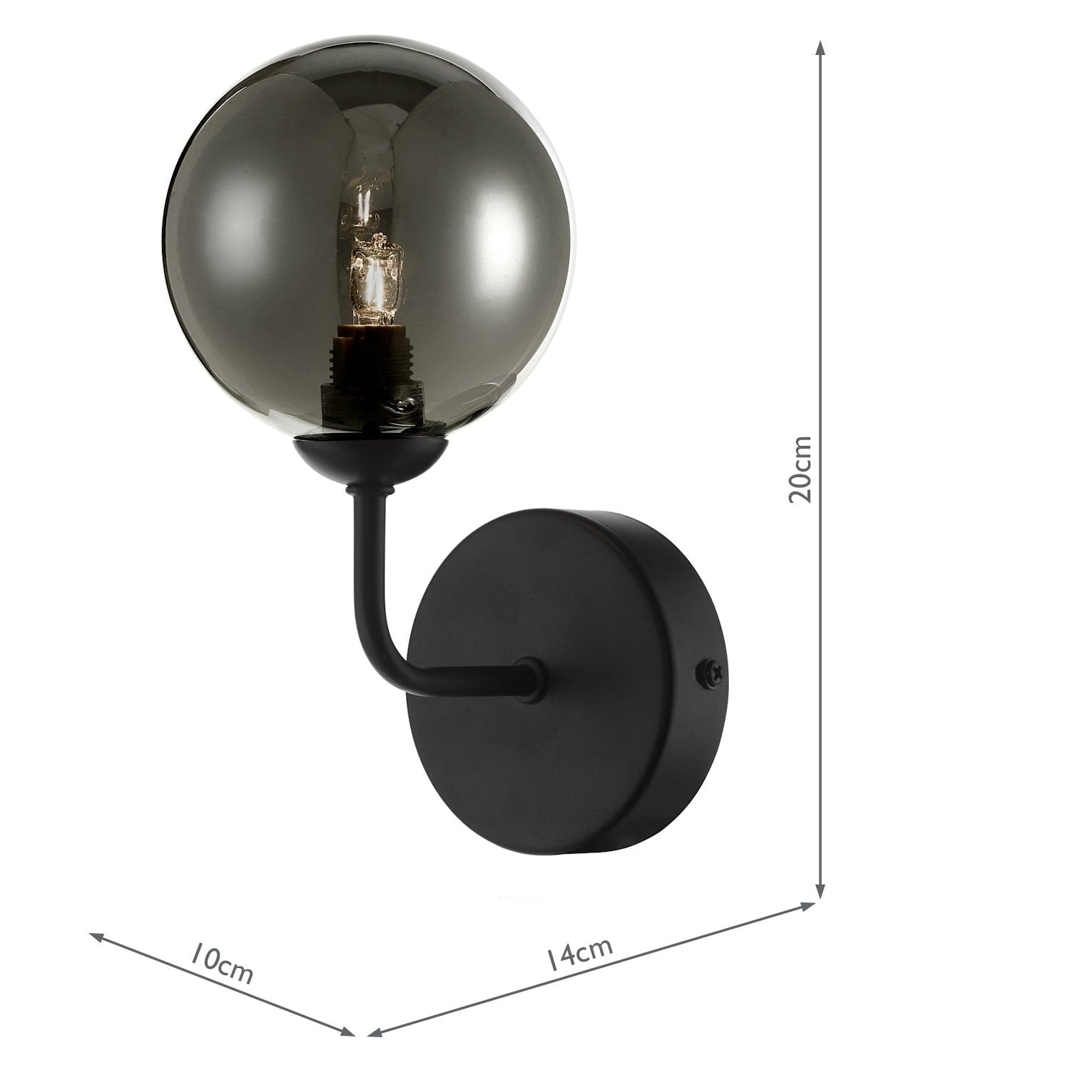 dar lighting Feya Wall Light Matt Black Smoked Glass FEY0722-01