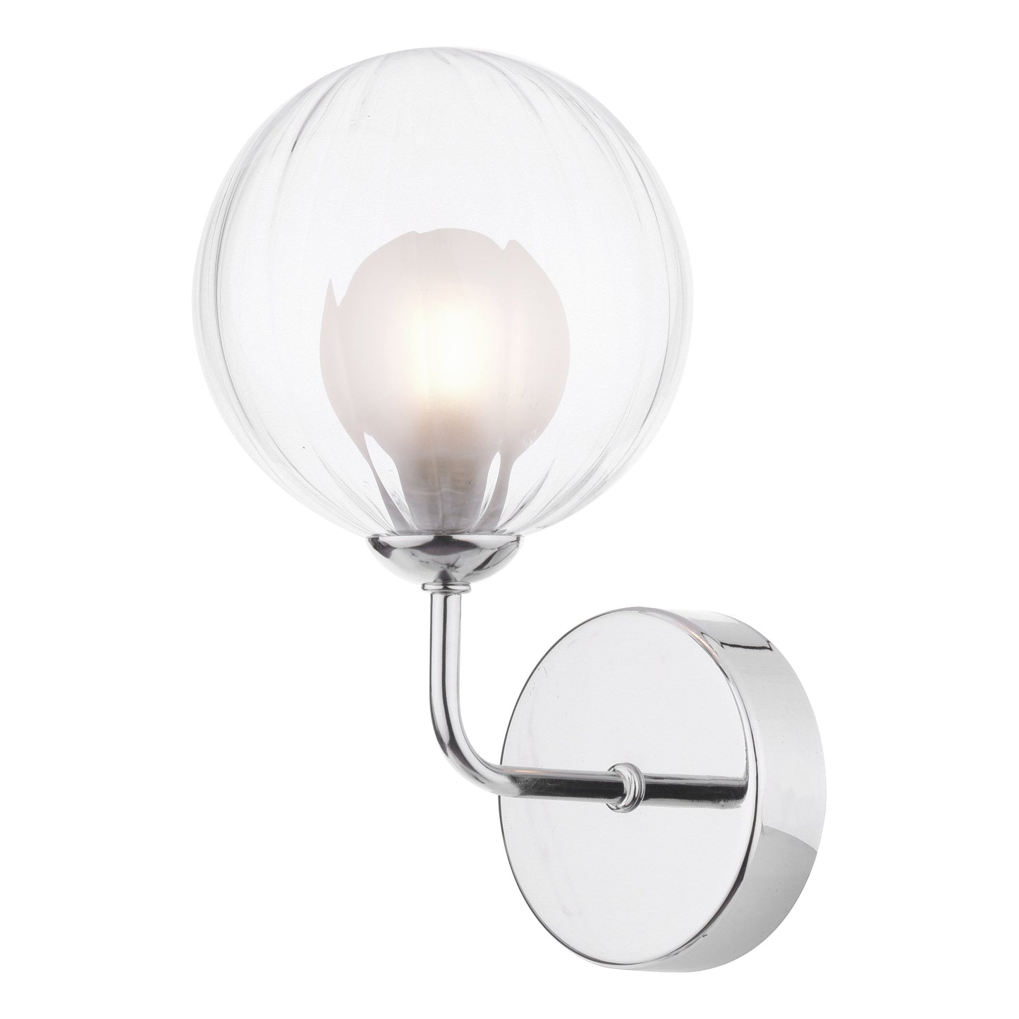 dar lighting Feya Wall Light Polished Chrome & Clear/Opal Glass FEY0750-20