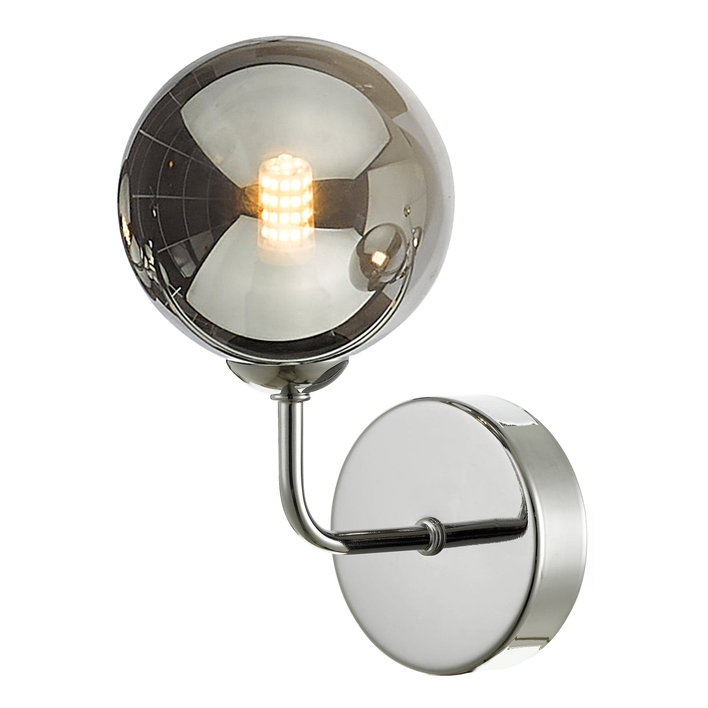 dar lighting Feya Wall Light Polished Chrome Smoked Glass FEY0750-01