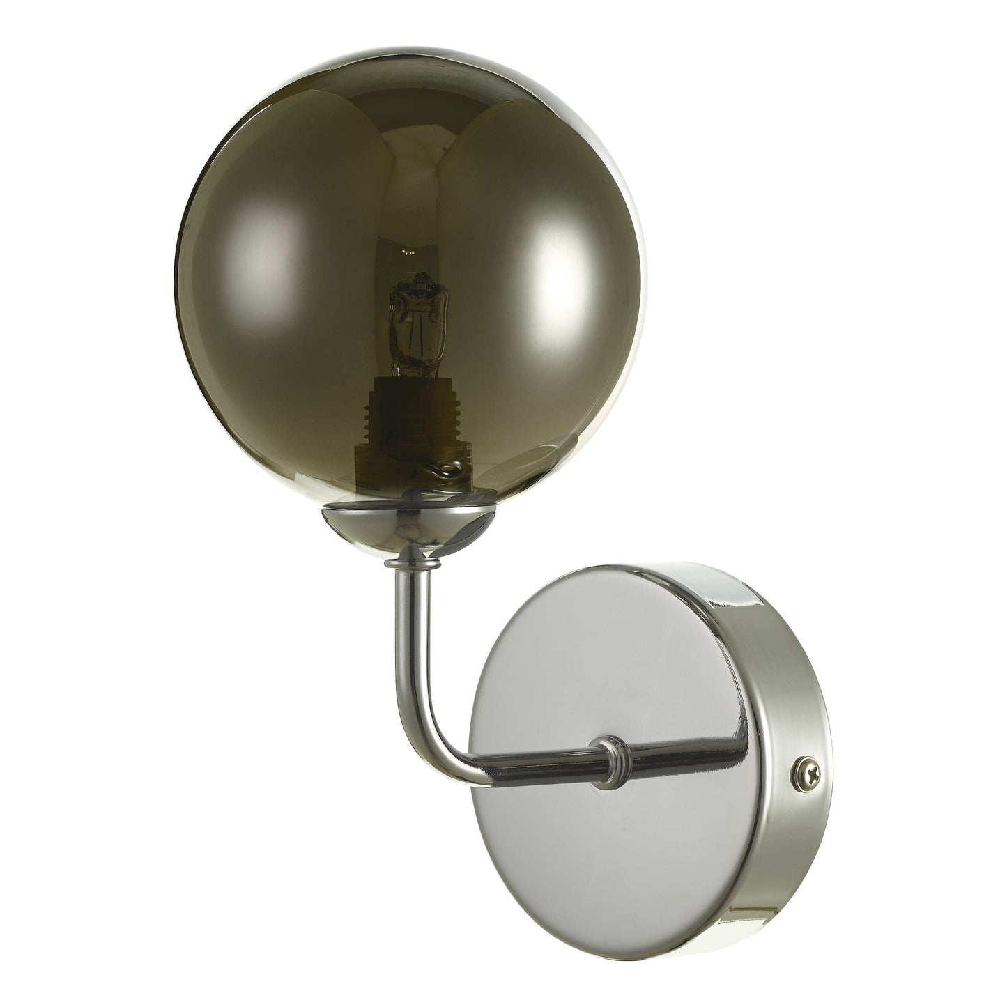 dar lighting Feya Wall Light Polished Chrome Smoked Glass FEY0750-01