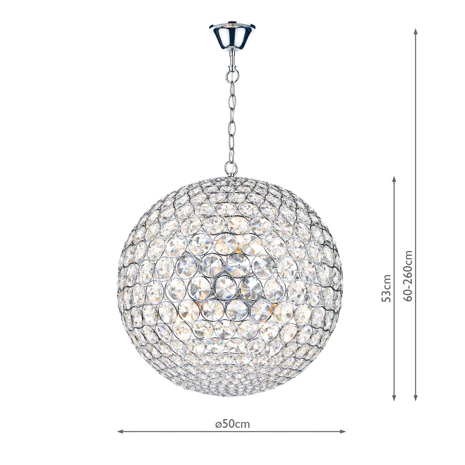 dar lighting Fiesta 8 Light 50CM Pendant Polished Chrome FIE0850