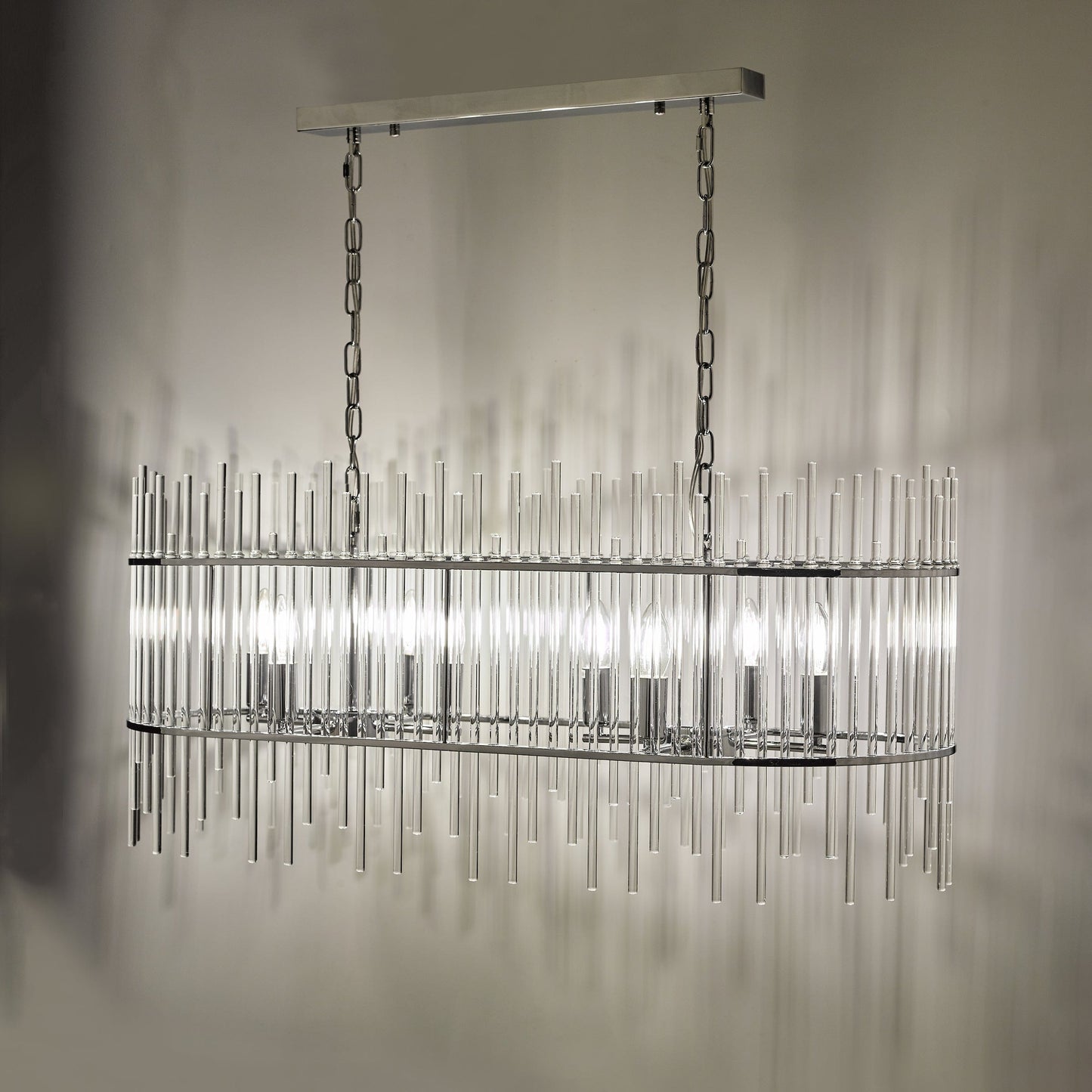 dar lighting Finola 8 Light Bar Pendant Polished Chrome Glass FIN0850