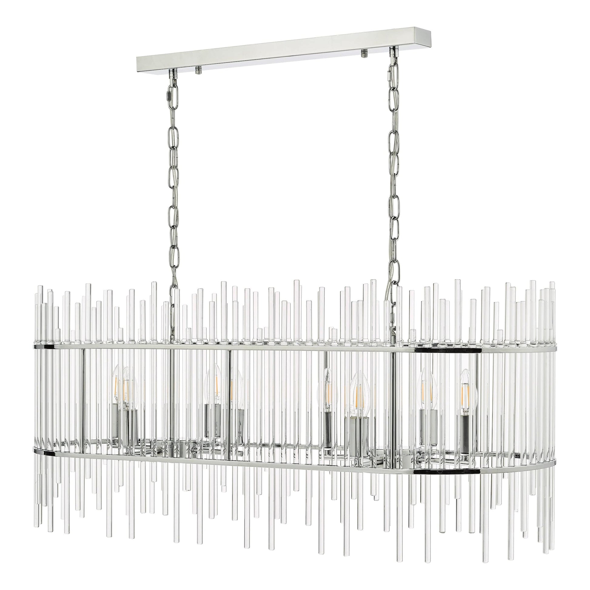 dar lighting Finola 8 Light Bar Pendant Polished Chrome Glass FIN0850