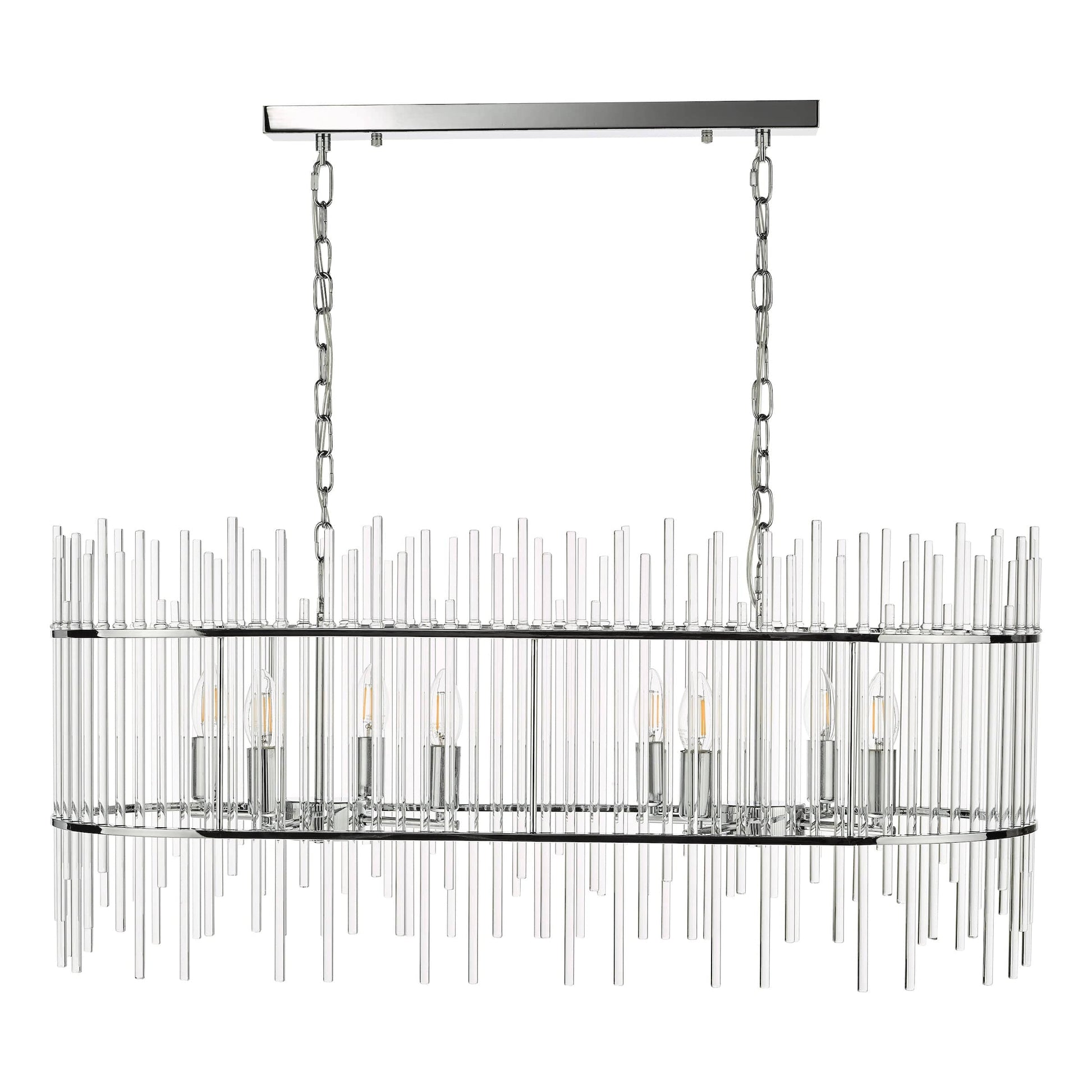 dar lighting Finola 8 Light Bar Pendant Polished Chrome Glass FIN0850