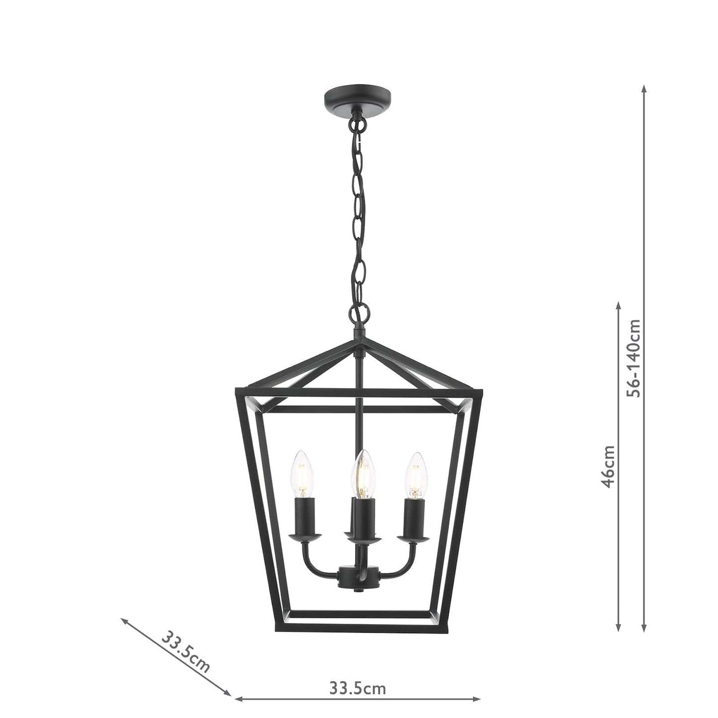 dar lighting Fionn 4 Light Pendant Matt Black FIO0422