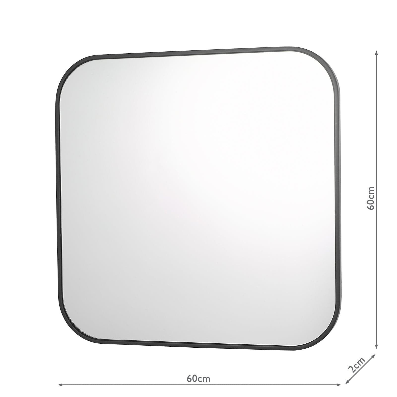 dar lighting Firuz Square Mirror Thin Matt Black Frame 60 X 60cm 002FIR6060