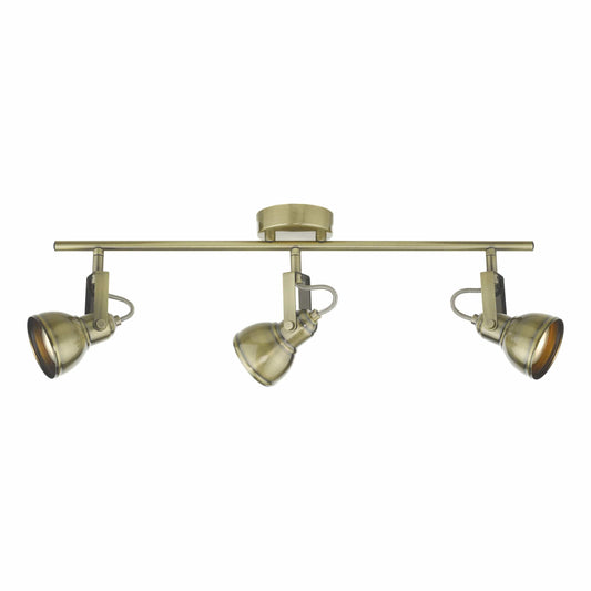 dar lighting Fothergill 3 Light Bar Spotlight Antique Brass FOT7375