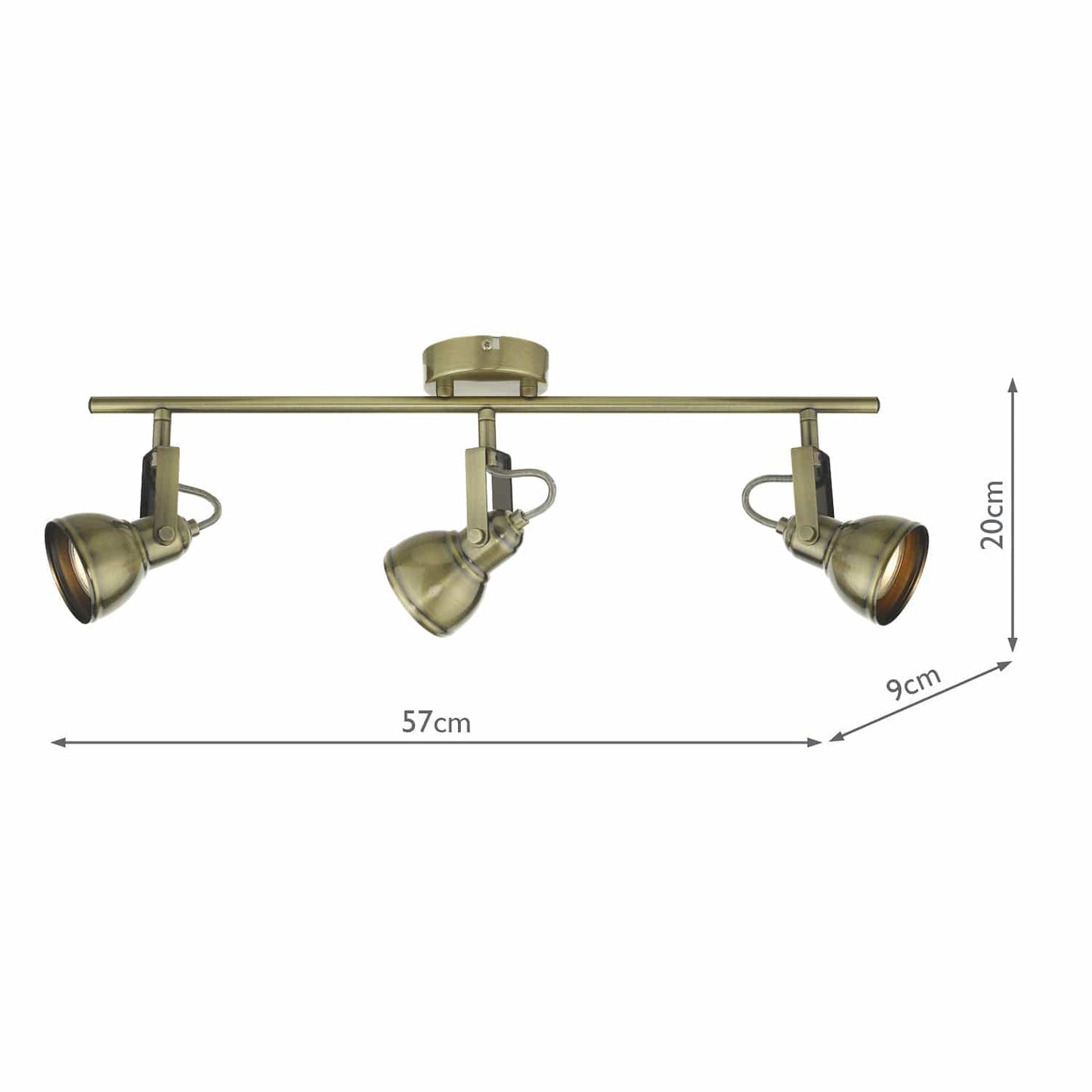 dar lighting Fothergill 3 Light Bar Spotlight Antique Brass FOT7375