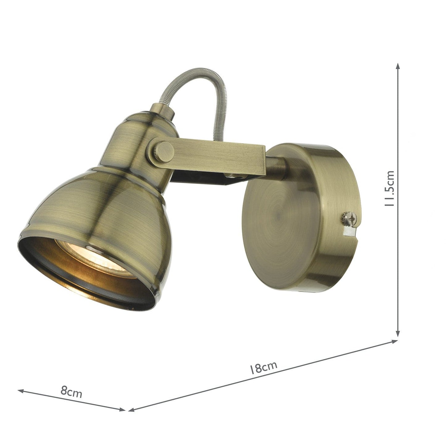 dar lighting Fothergill Single Wall Spotlight Antique Brass FOT0775