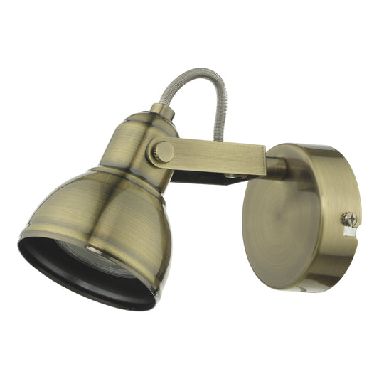 dar lighting Fothergill Single Wall Spotlight Antique Brass FOT0775