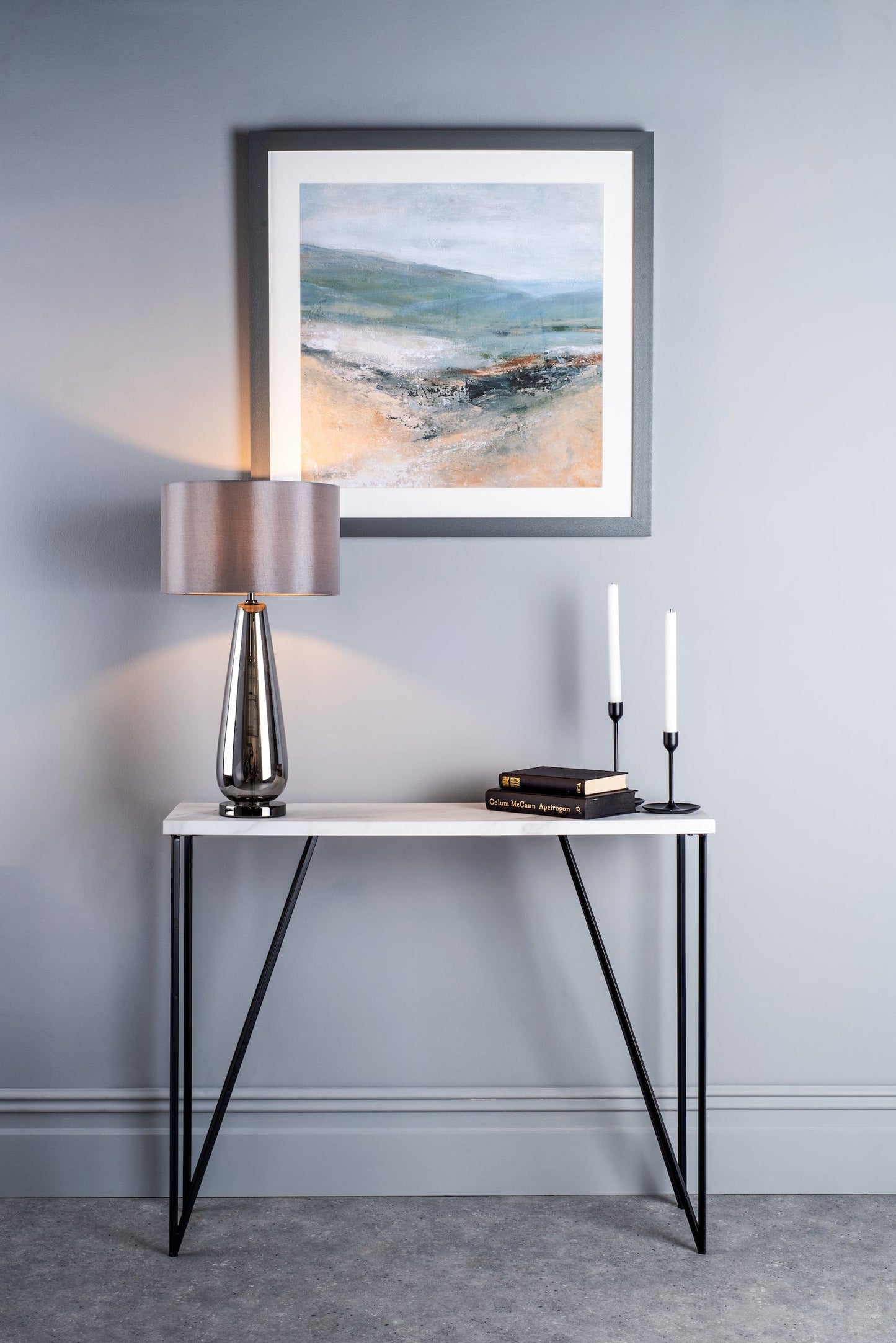 dar lighting Fotini Console Table White Marble Effect 001FOT001