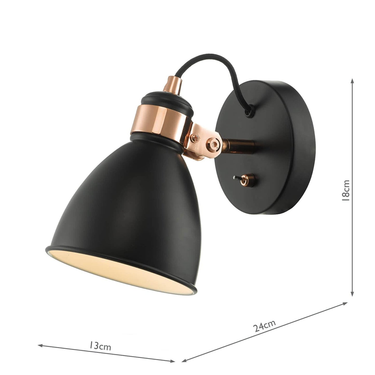 dar lighting Frederick Single Wall Spotlight Black & Copper FRE0722