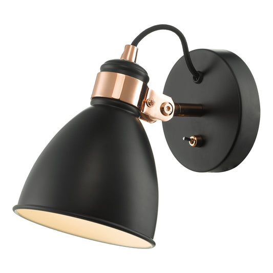 dar lighting Frederick Single Wall Spotlight Black & Copper FRE0722