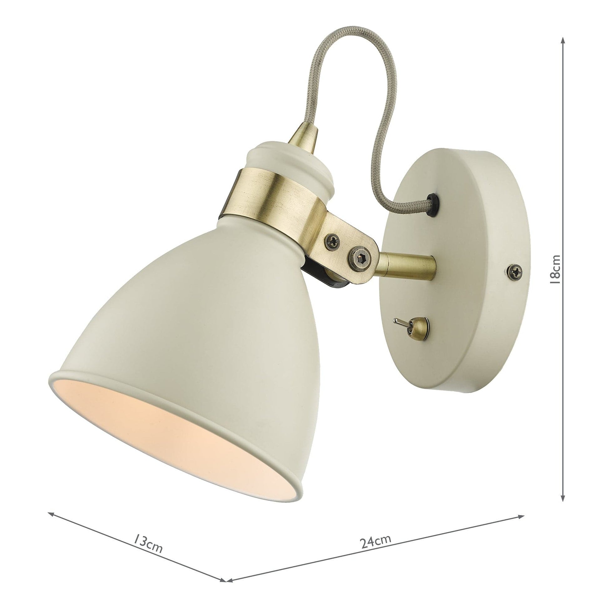 dar lighting Frederick Single Wall Spotlight Cream Antique Brass FRE0733