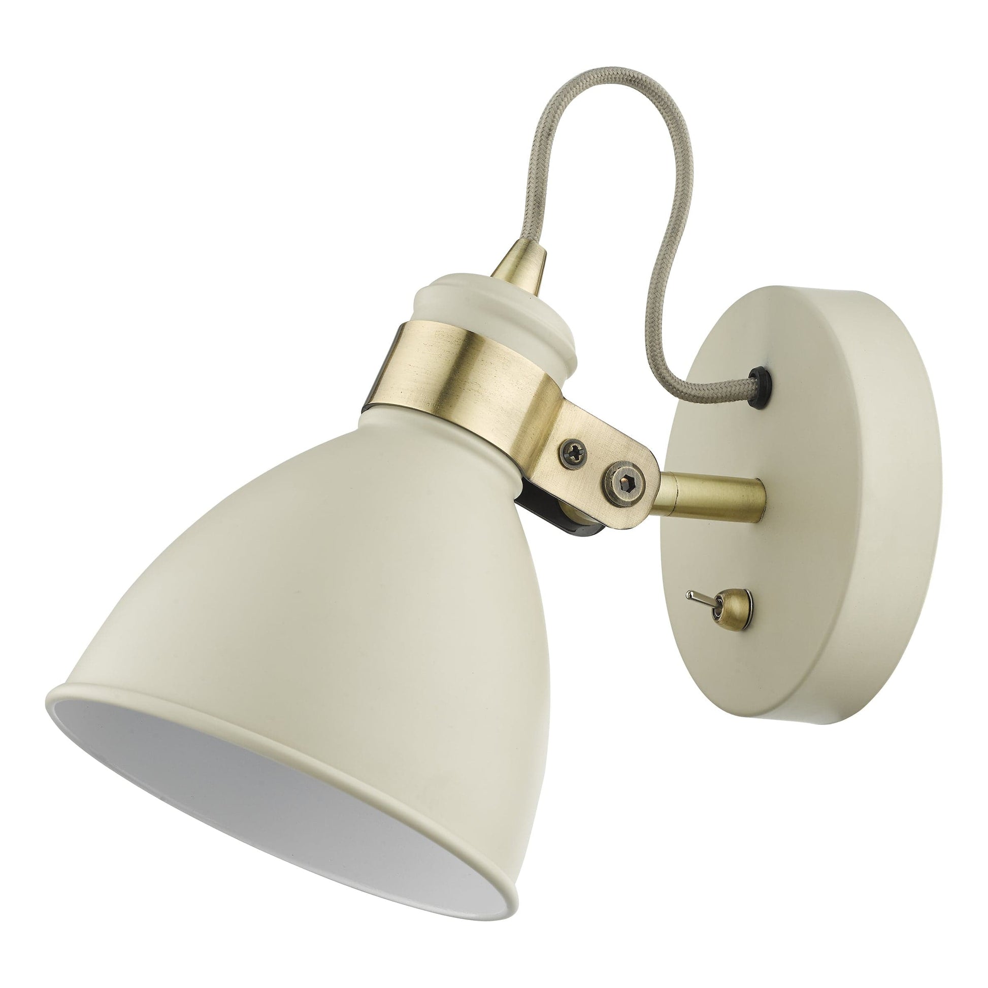 dar lighting Frederick Single Wall Spotlight Cream Antique Brass FRE0733