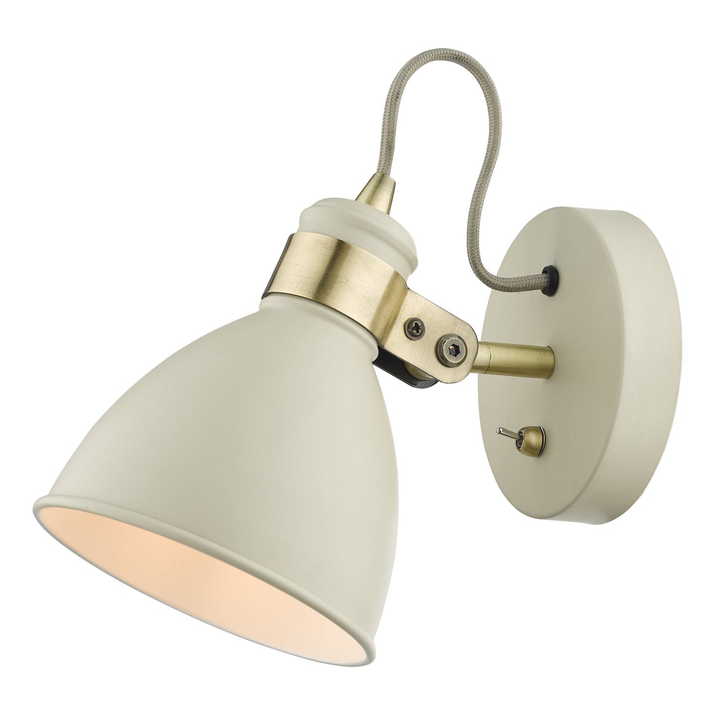 dar lighting Frederick Single Wall Spotlight Cream Antique Brass FRE0733