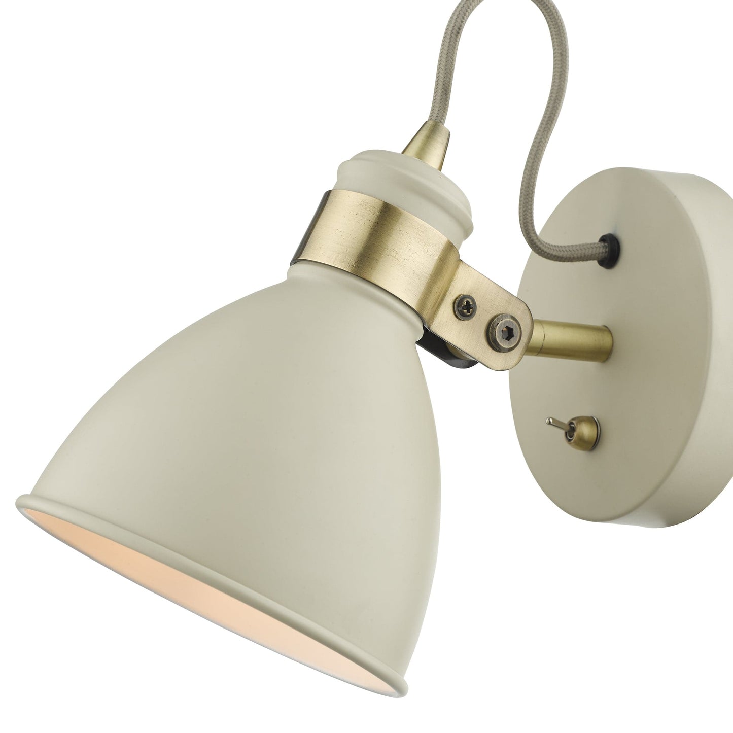 dar lighting Frederick Single Wall Spotlight Cream Antique Brass FRE0733