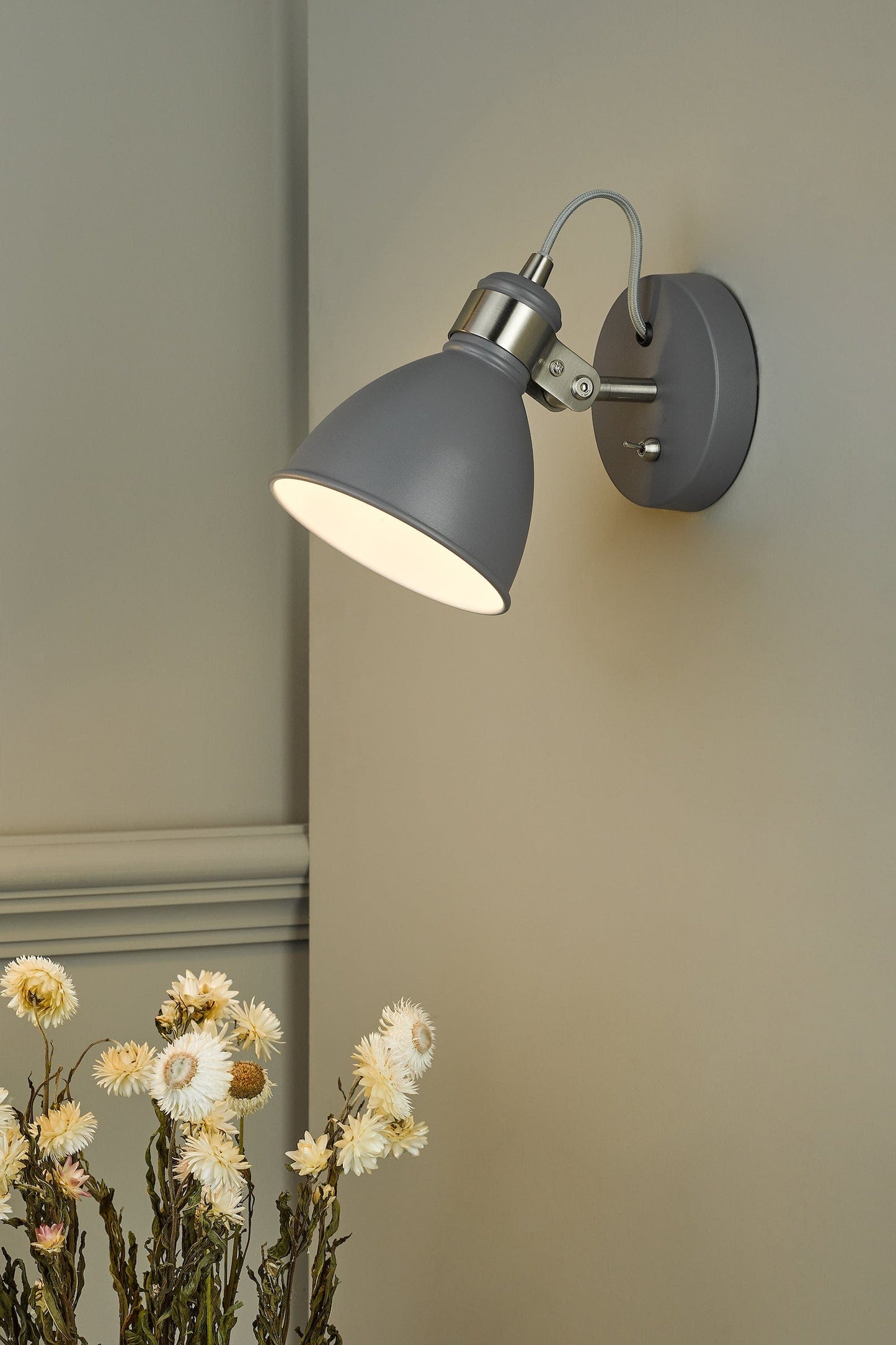 dar lighting Frederick Single Wall Spotlight Dark Grey Satin Chrome FRE0737