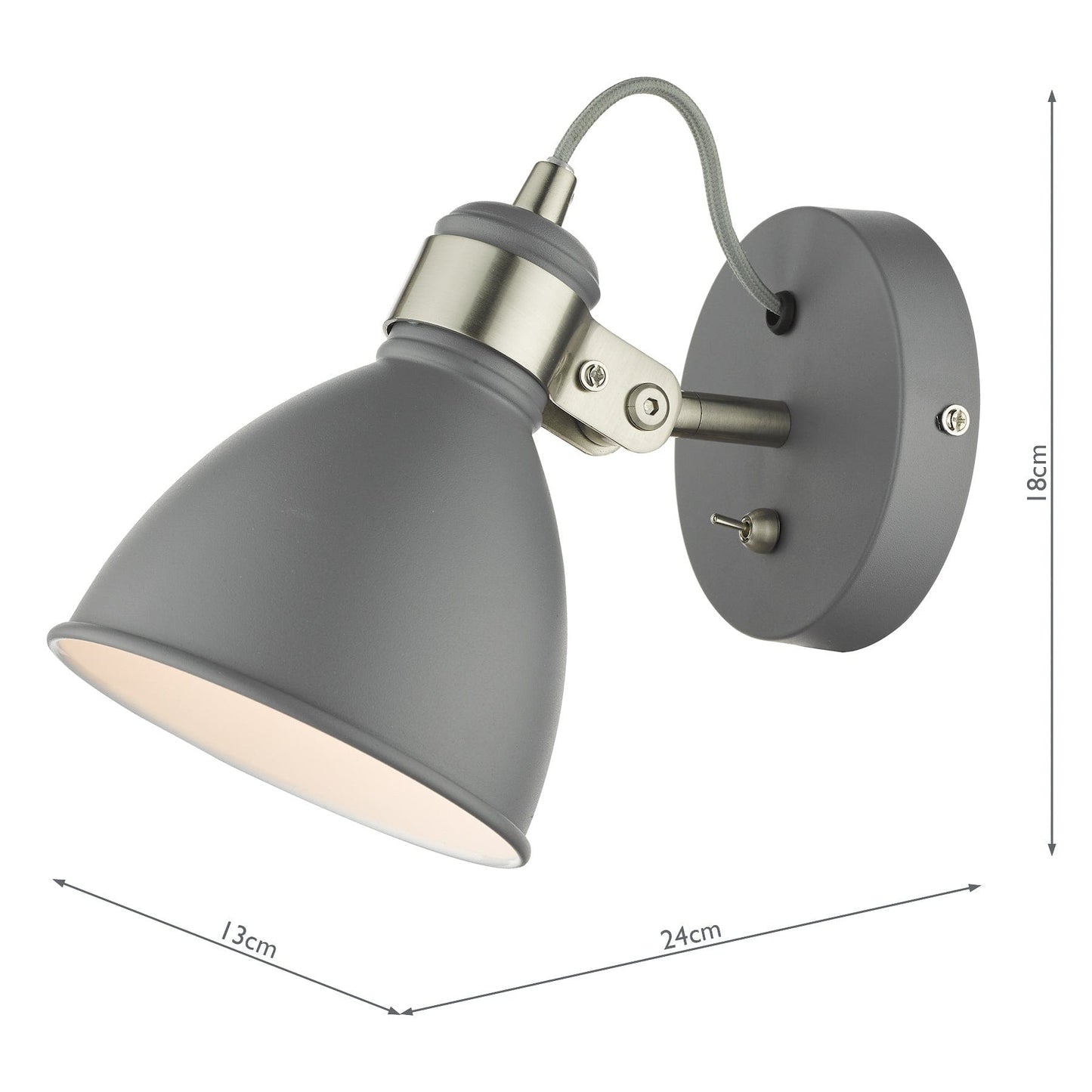 dar lighting Frederick Single Wall Spotlight Dark Grey Satin Chrome FRE0737