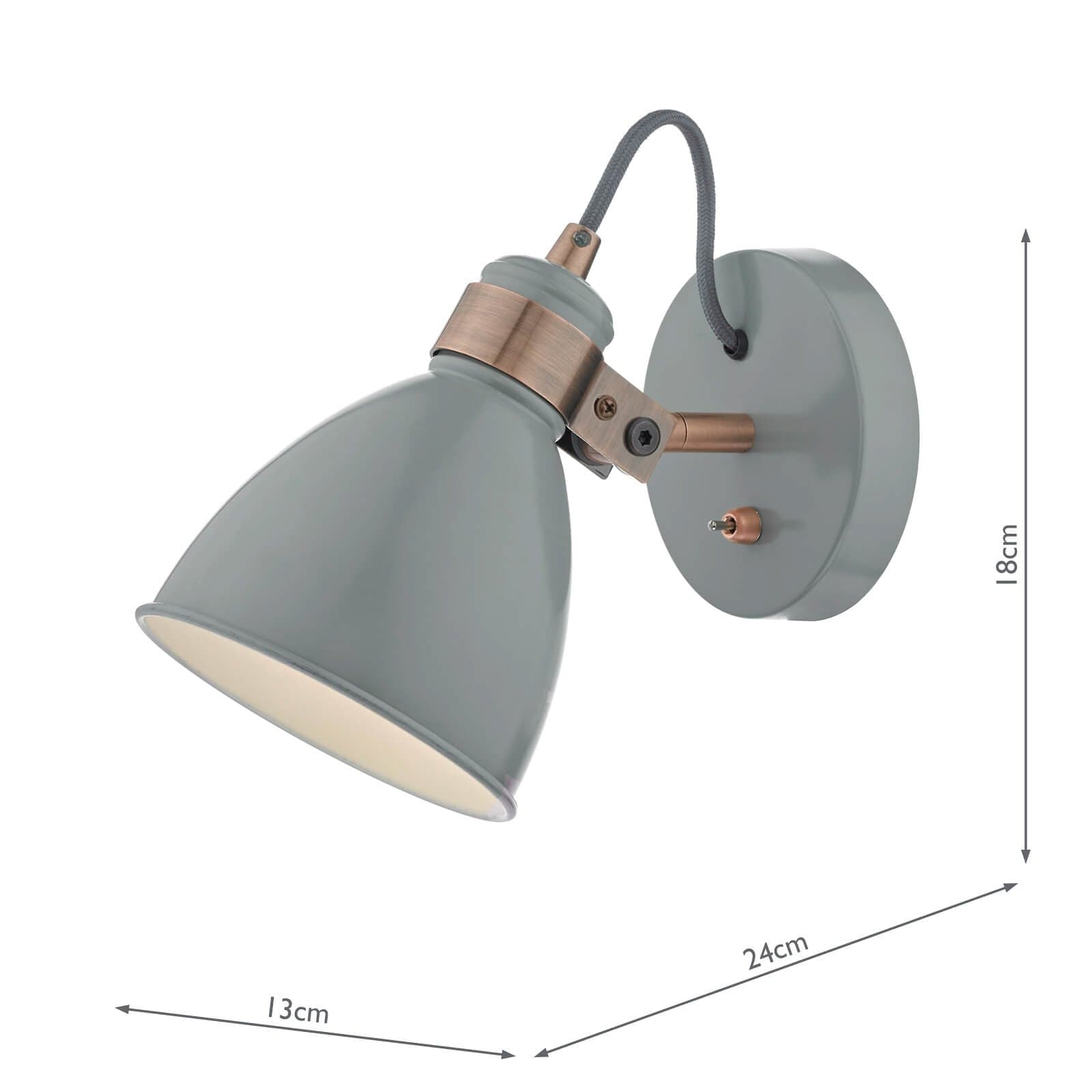 dar lighting Frederick Single Wall Spotlight Grey & Copper FRE0739