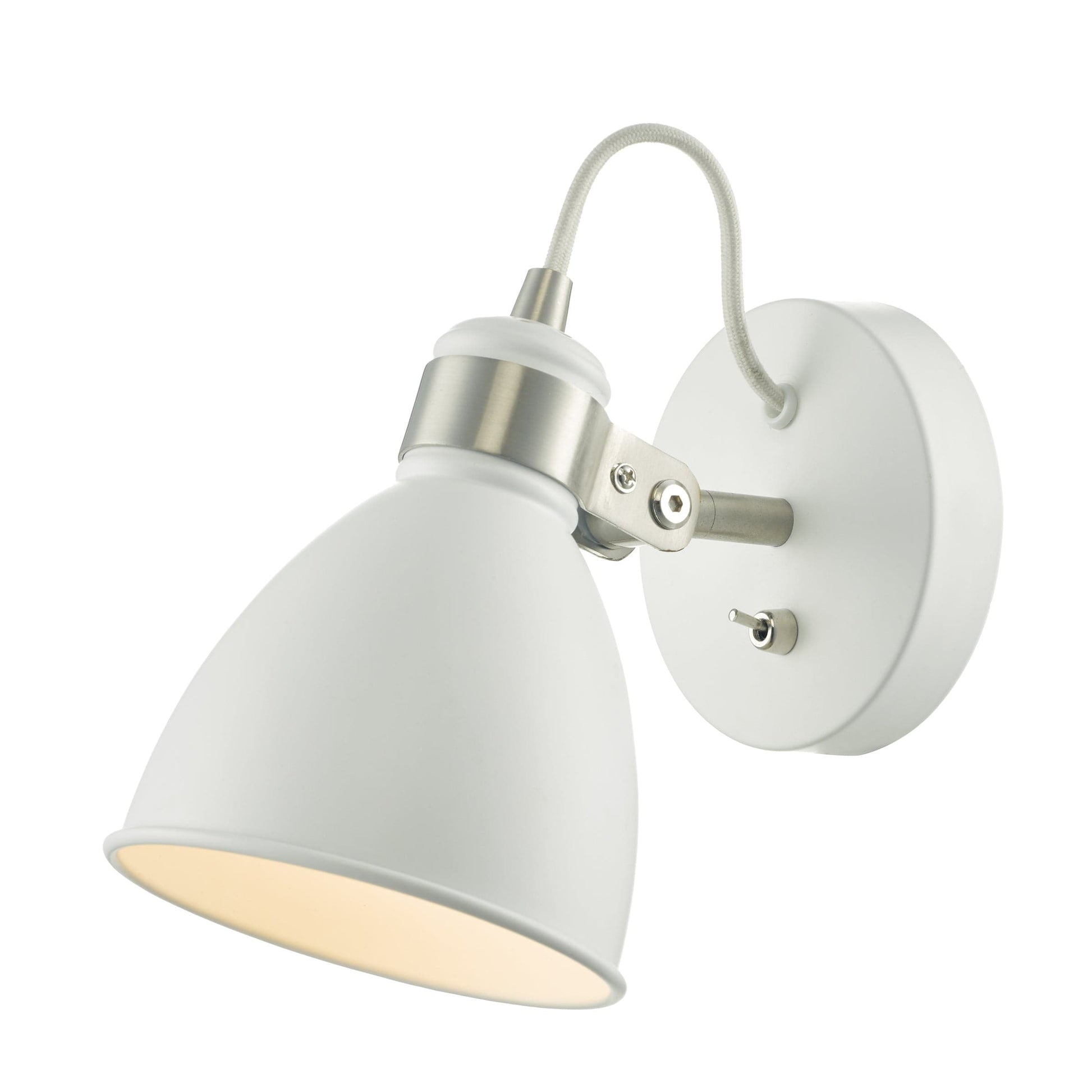 dar lighting Frederick Single Wall Spotlight White Satin Chrome FRE0702