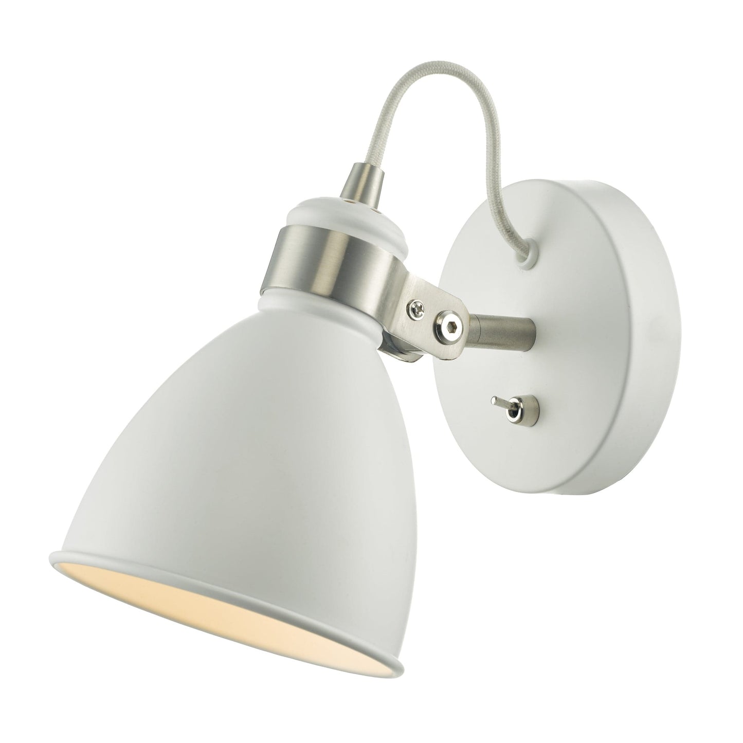 dar lighting Frederick Single Wall Spotlight White Satin Chrome FRE0702