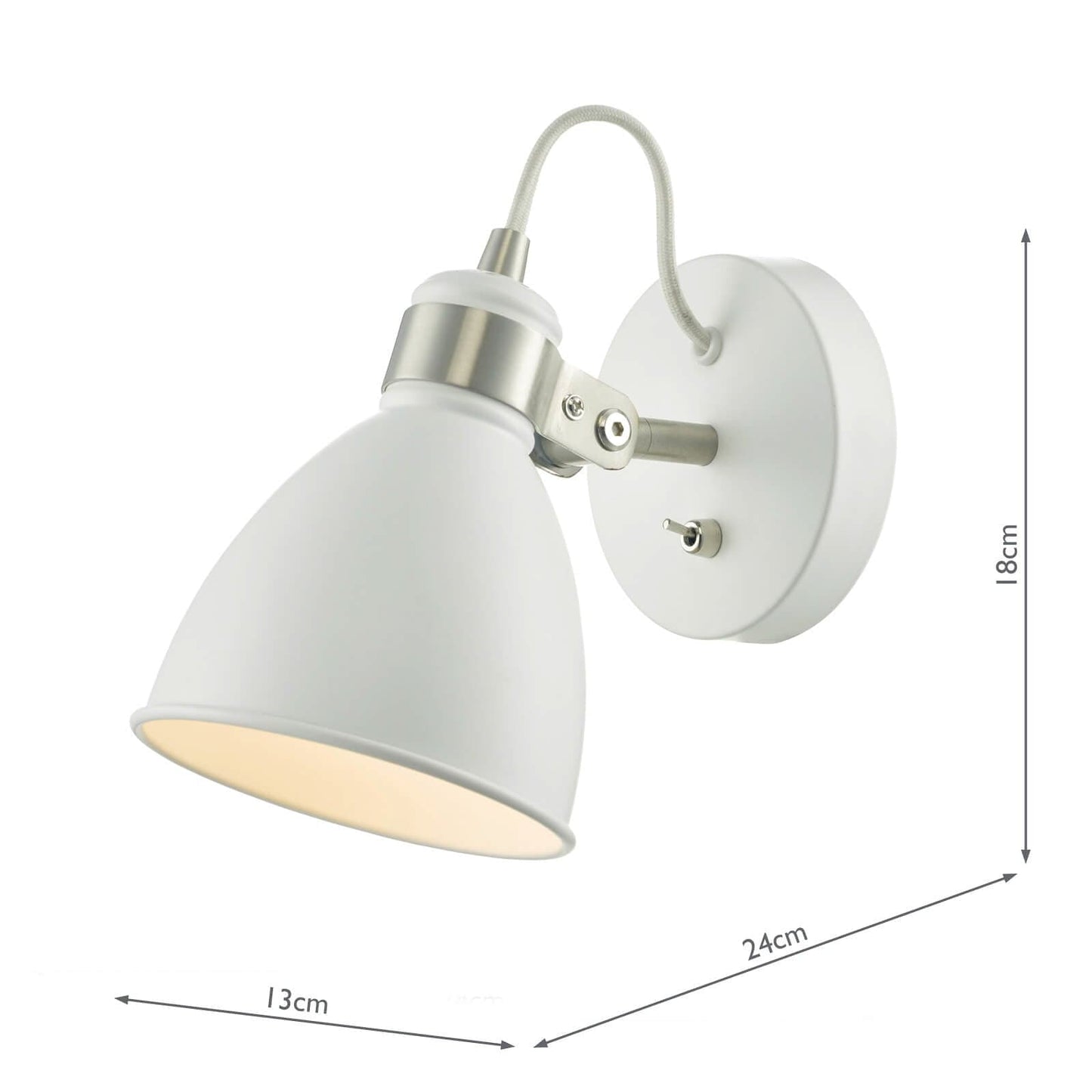 dar lighting Frederick Single Wall Spotlight White Satin Chrome FRE0702