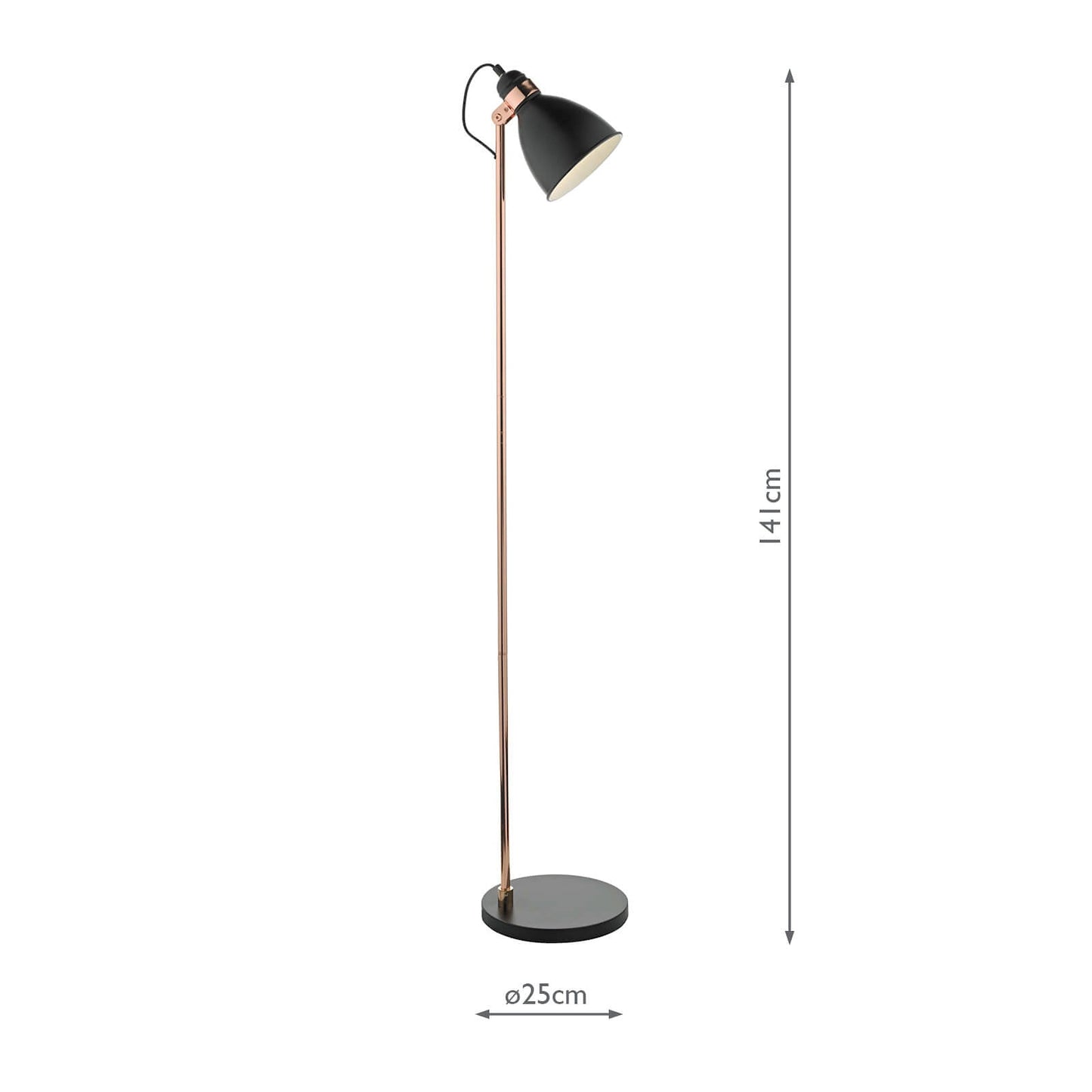 dar lighting Frederick Task Floor Lamp Black & Copper FRE4922