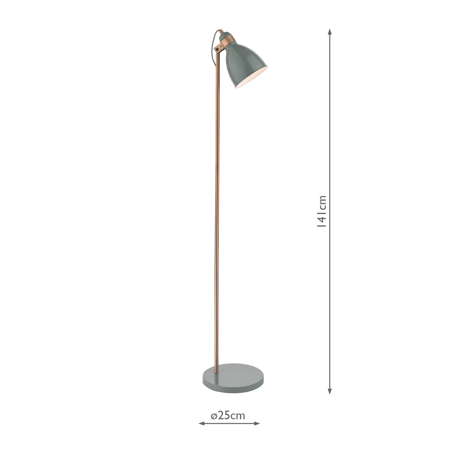 dar lighting Frederick Task Floor Lamp Grey & Copper FRE4939