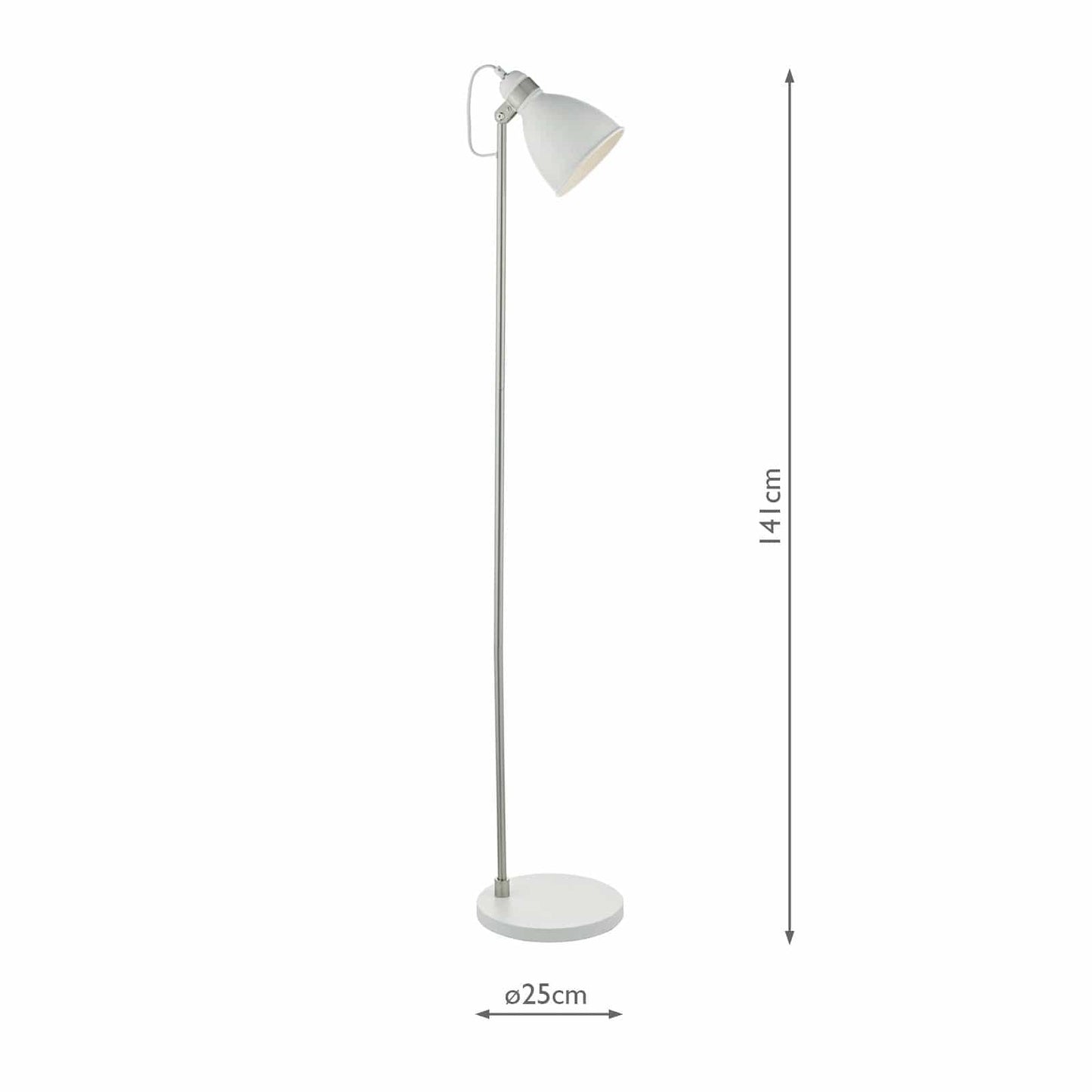 dar lighting Frederick Task Floor Lamp White & Satin Chrome FRE4902