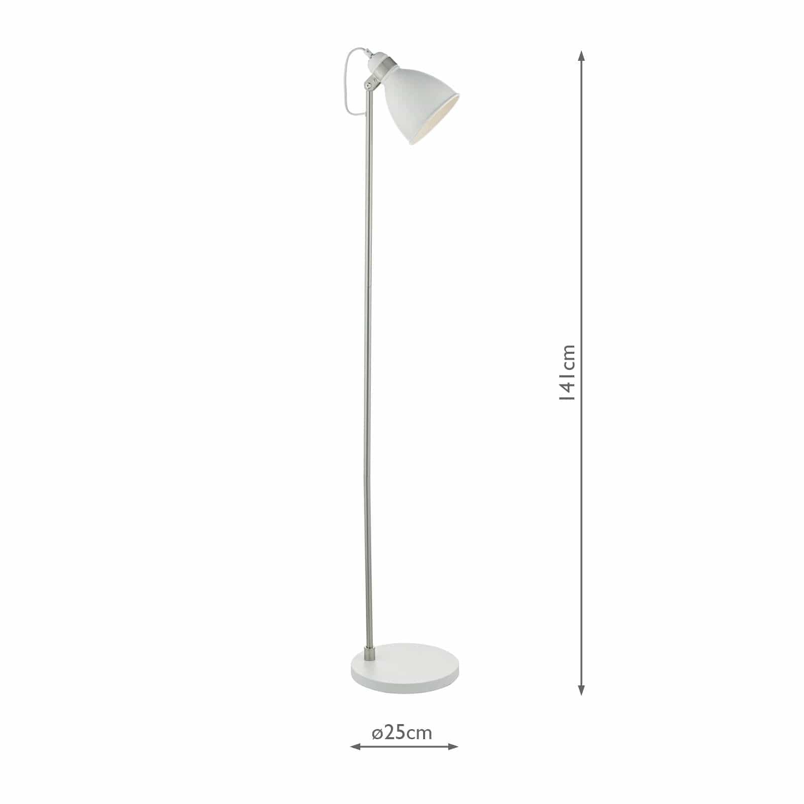 dar lighting Frederick Task Floor Lamp White & Satin Chrome FRE4902