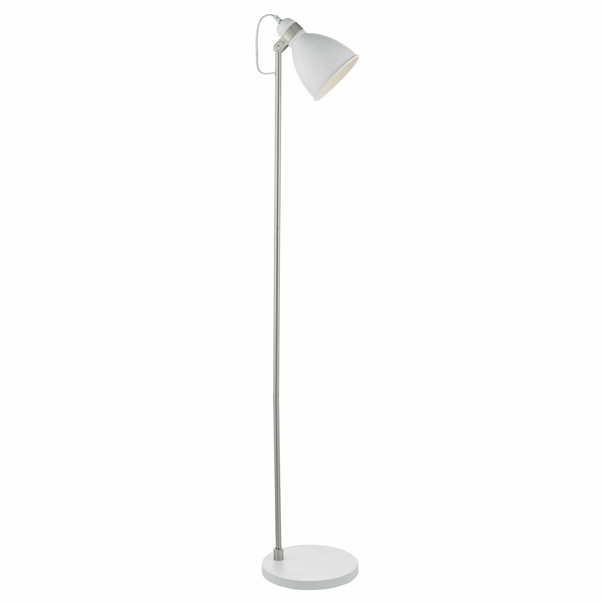 dar lighting Frederick Task Floor Lamp White & Satin Chrome FRE4902