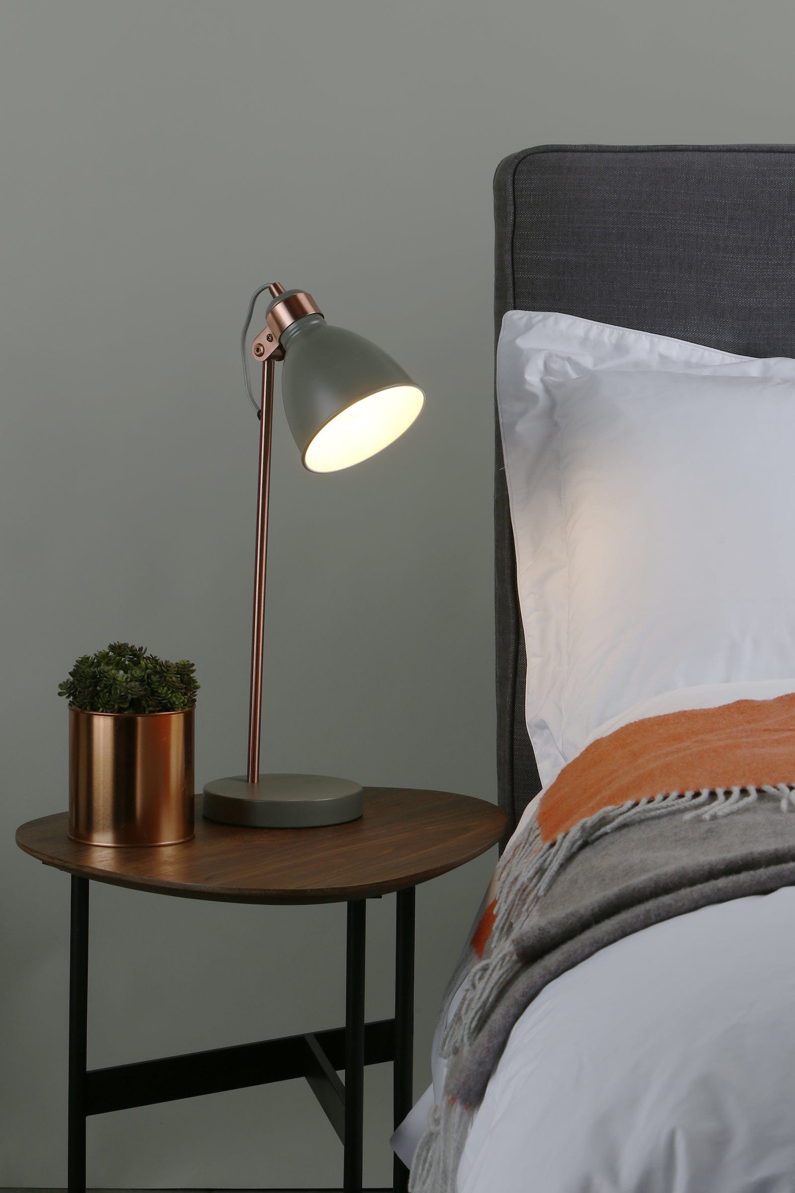 dar lighting Frederick Task Lamp Grey & Copper FRE4239