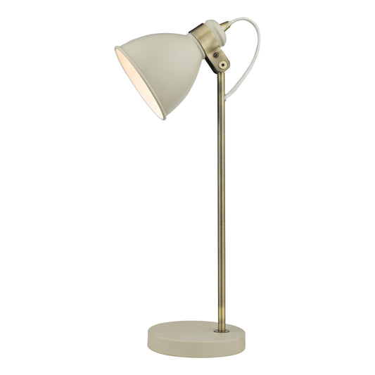 dar lighting Frederick Task Table Lamp Cream Antique Brass FRE4233