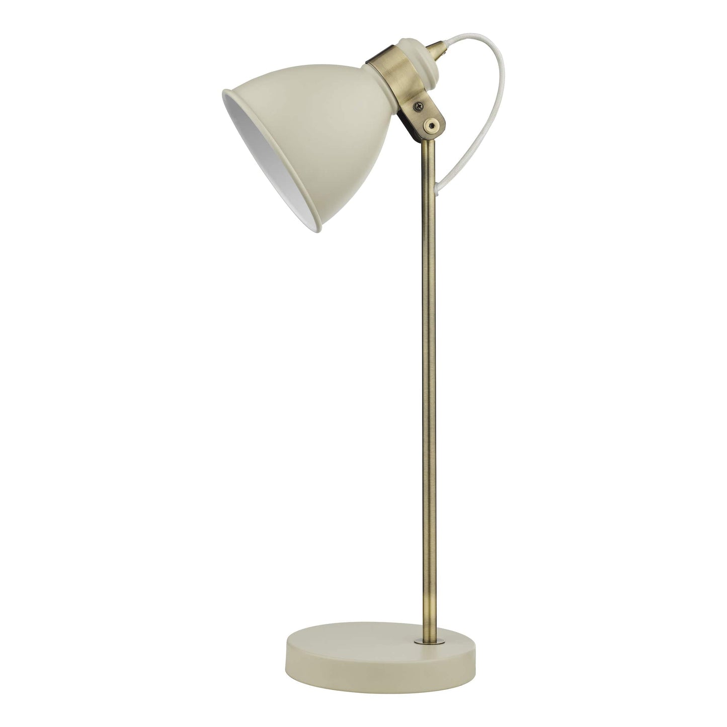 dar lighting Frederick Task Table Lamp Cream Antique Brass FRE4233