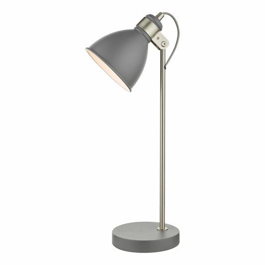 dar lighting Frederick Task Table Lamp Dark Grey Satin Chrome FRE4237