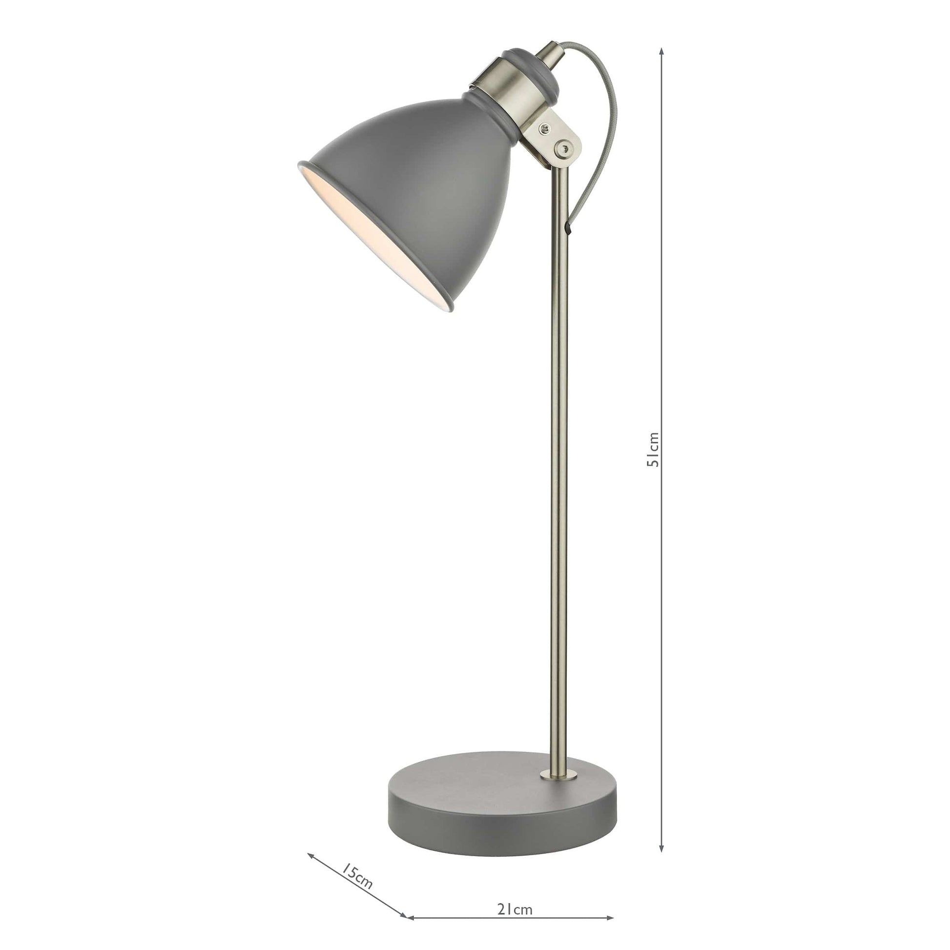 dar lighting Frederick Task Table Lamp Dark Grey Satin Chrome FRE4237