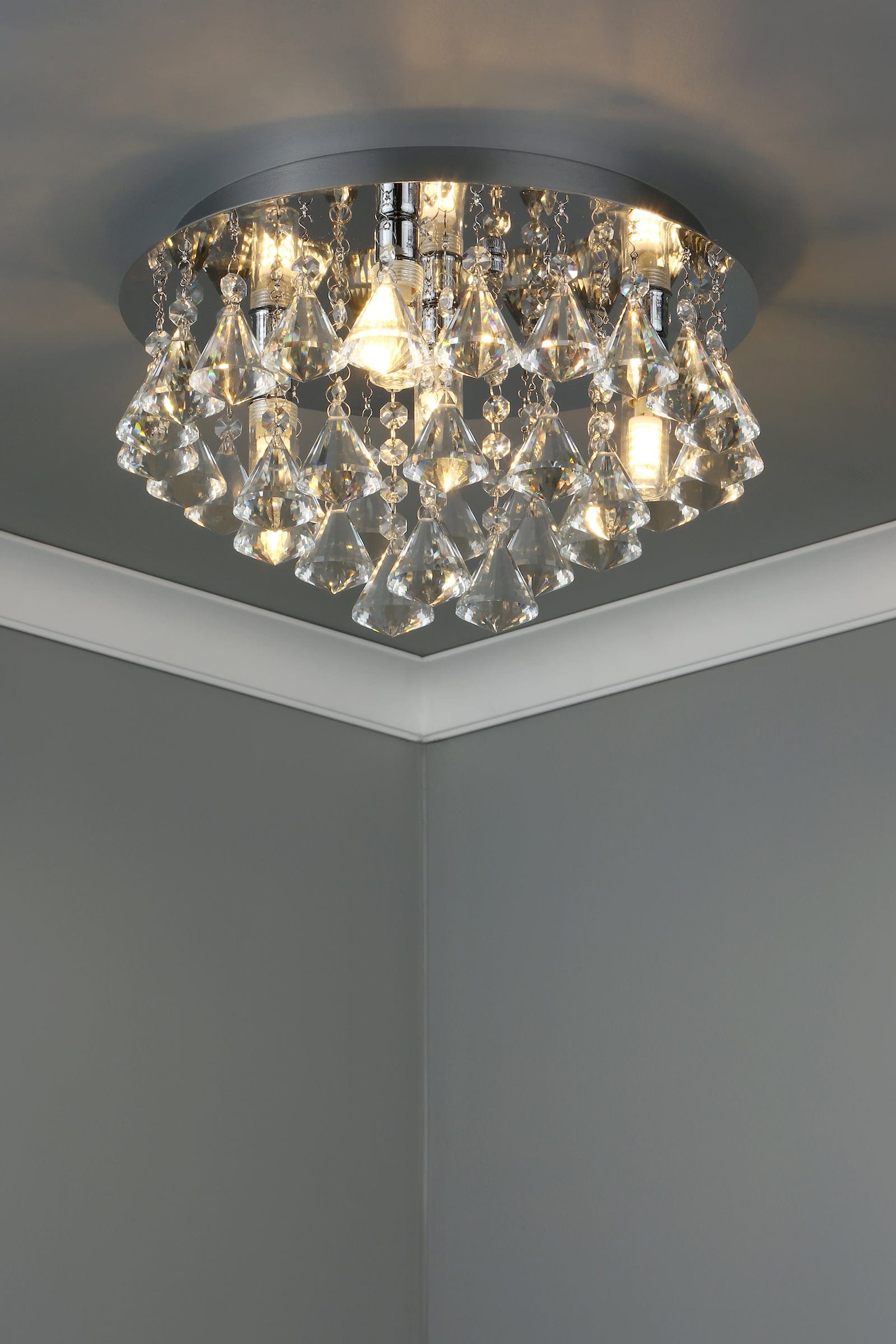 dar lighting Fringe Bathroom 4 Light Flush Polished Chrome IP44 FRI0450