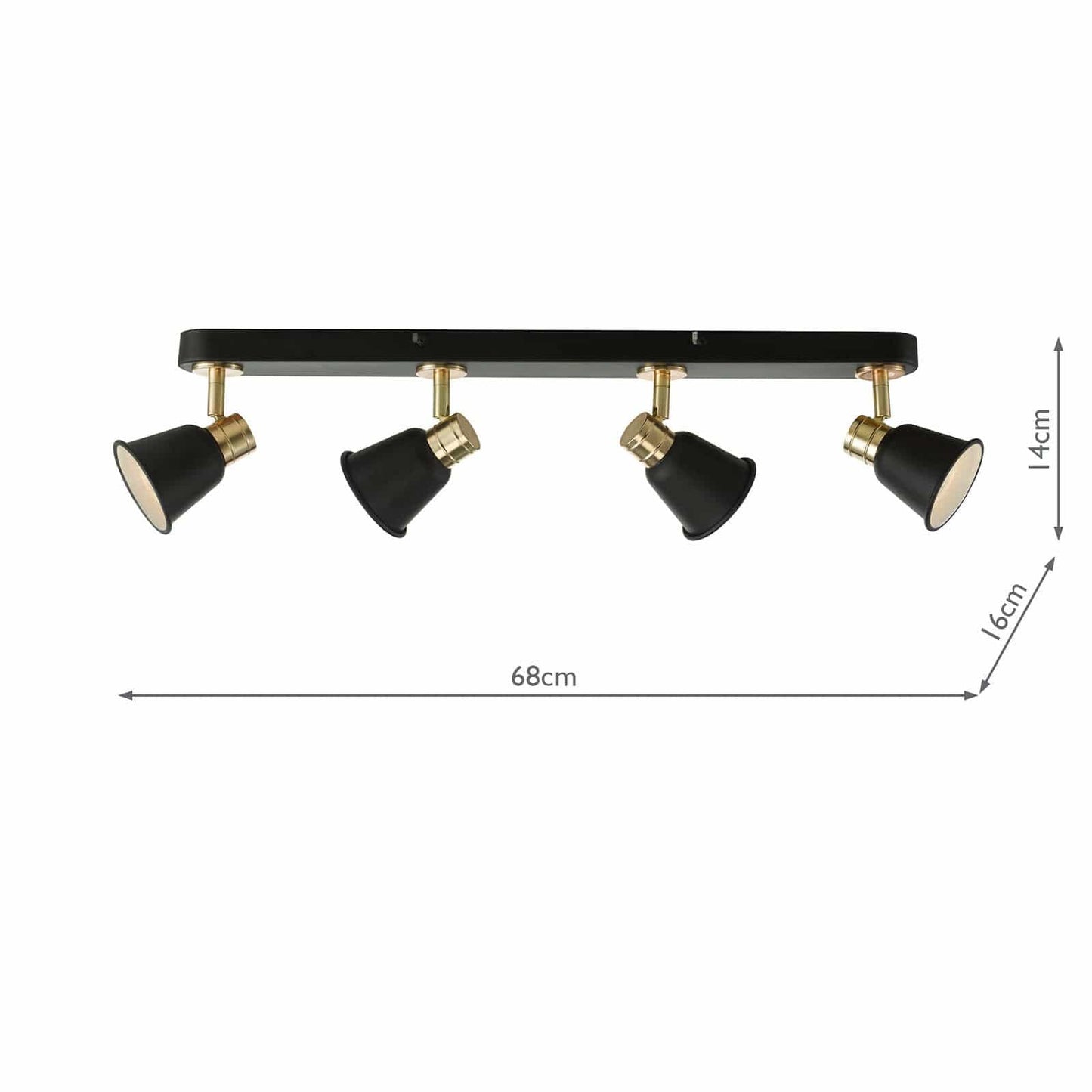 dar lighting Fry 4 Light Bar Spotlight Black & Rose Gold FRY8454