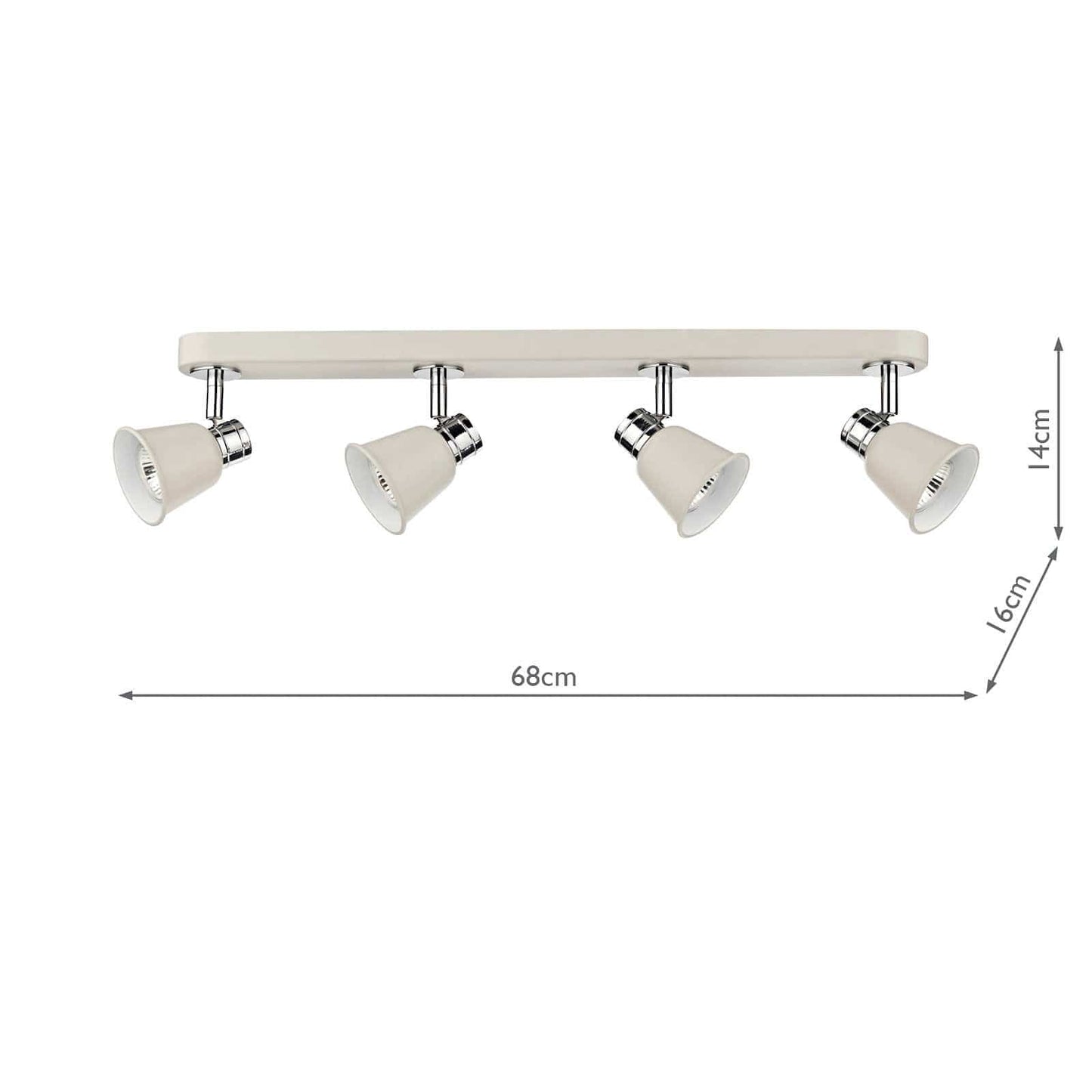 dar lighting Fry 4 Light Bar Spotlight Cream Polished Chrome FRY8433