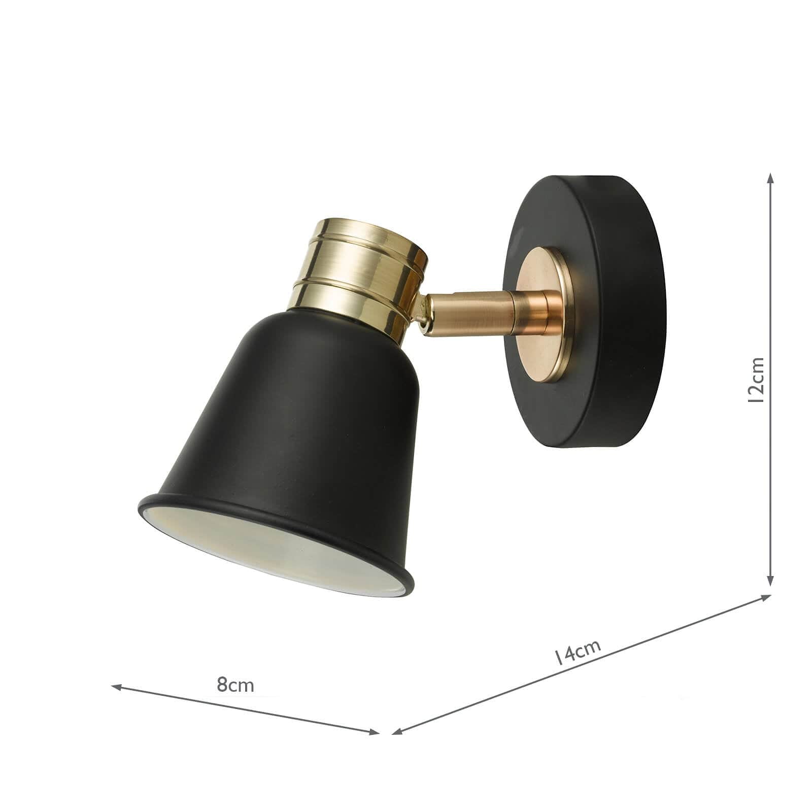 dar lighting Fry Single Wall Spotlight Black & Rose Gold FRY0754